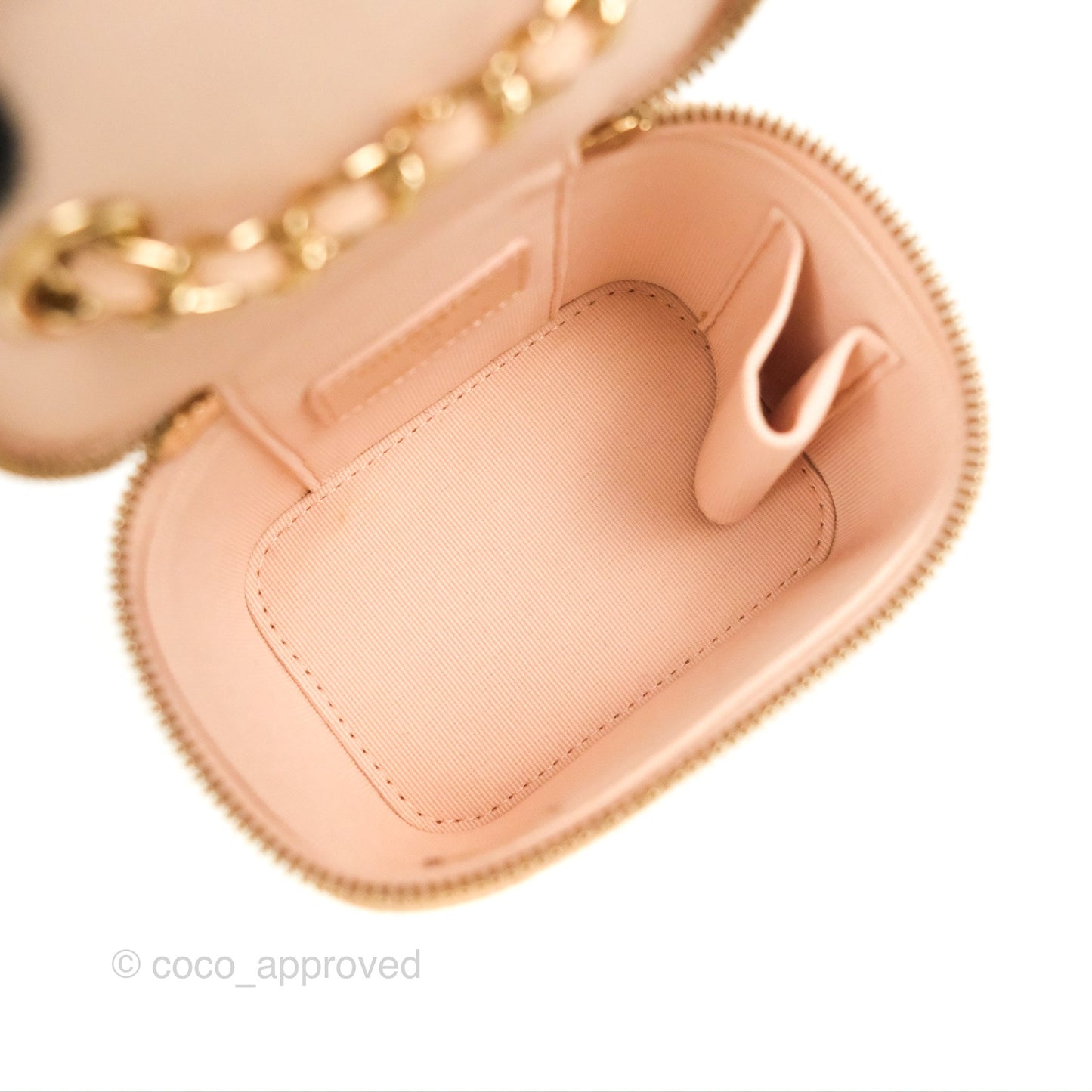 Chanel Mini Vanity With Chain Beige Pink Caviar Gold Hardware
