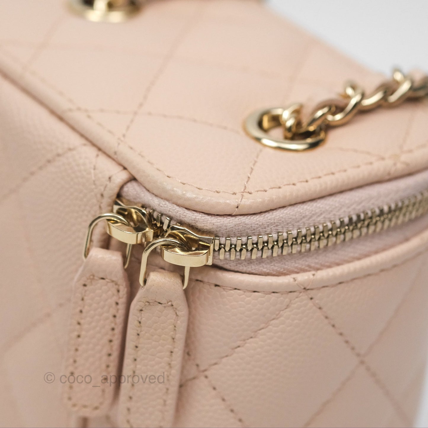 Chanel Mini Vanity With Chain Beige Pink Caviar Gold Hardware
