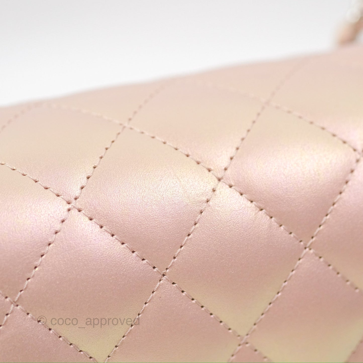 Chanel Mini Square Quilted Iridescent Pink Silver Hardware