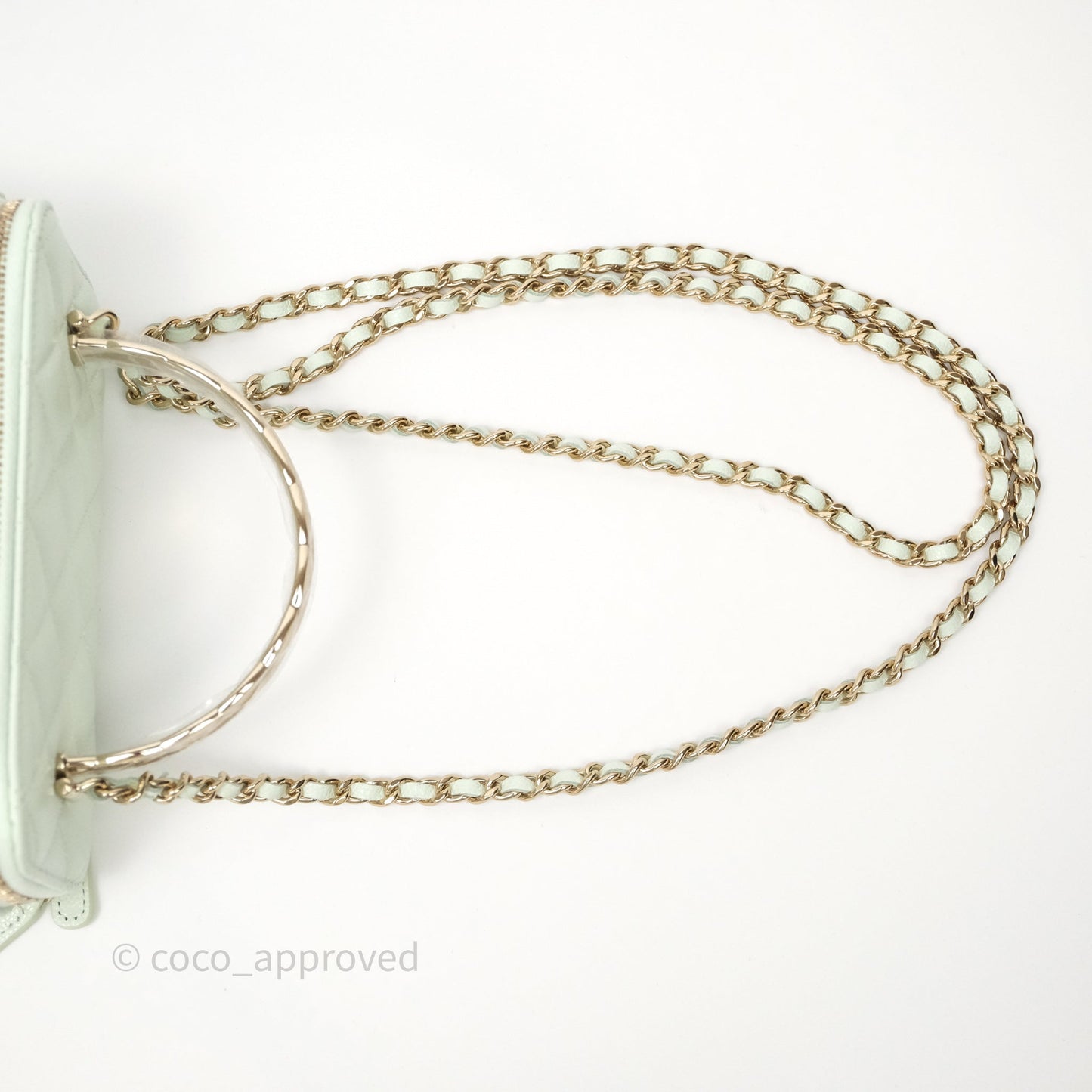 Chanel Vanity Rectangular Top Handle Mint Green Caviar Gold Hardware