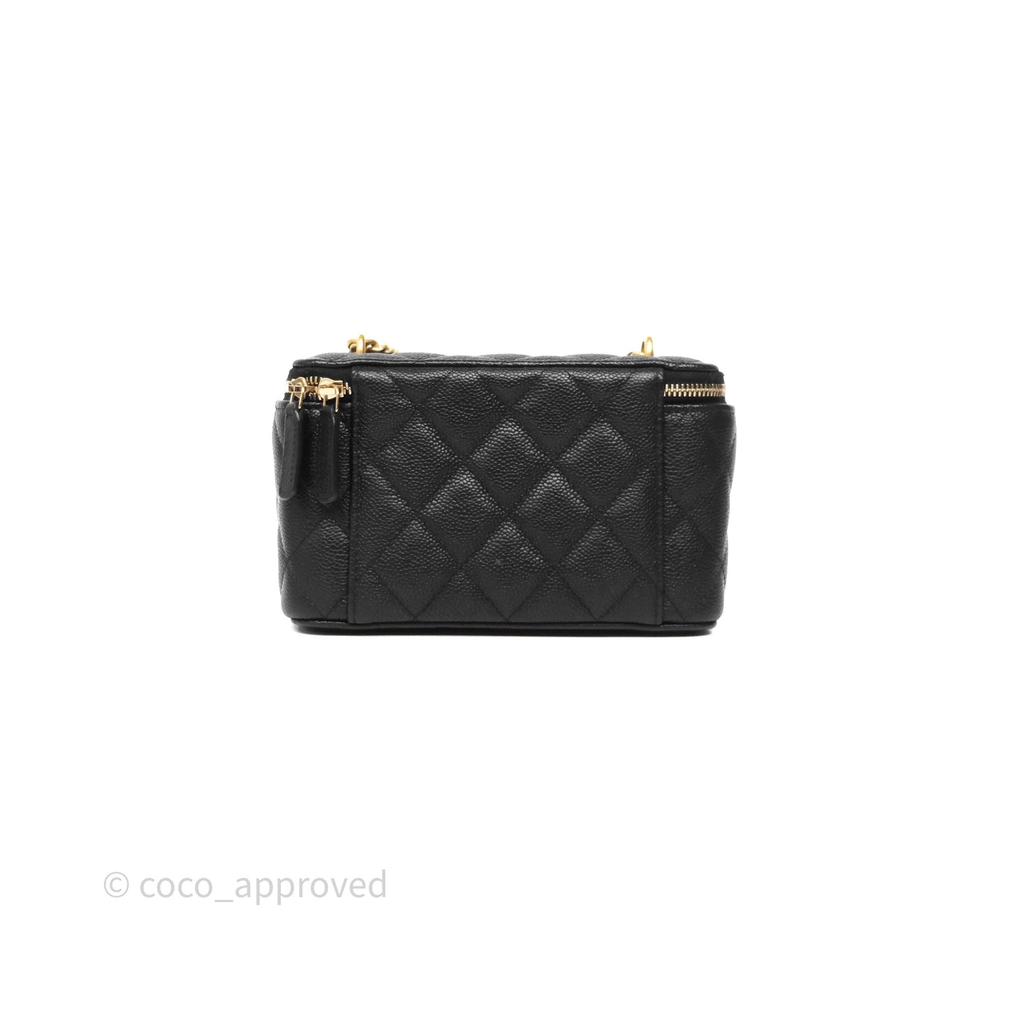 Chanel Vanity with Heart Adjustable Chain Black Caviar Aged Gold Hardware