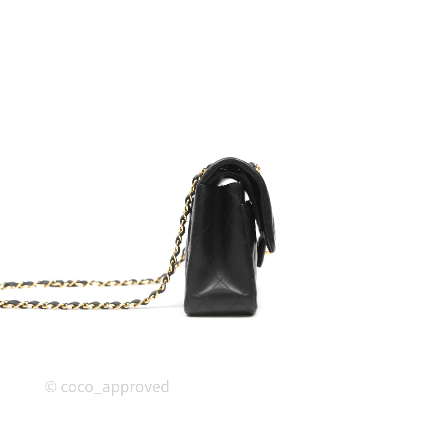 Chanel Small Classic Flap Quilted Black Lambskin Gold Hardware