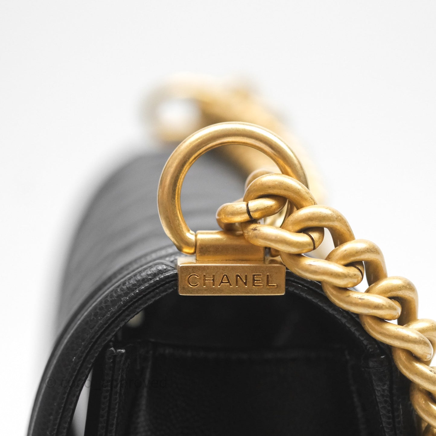 Chanel Medium Boy Quilted Black Caviar Aged Gold Hardware
