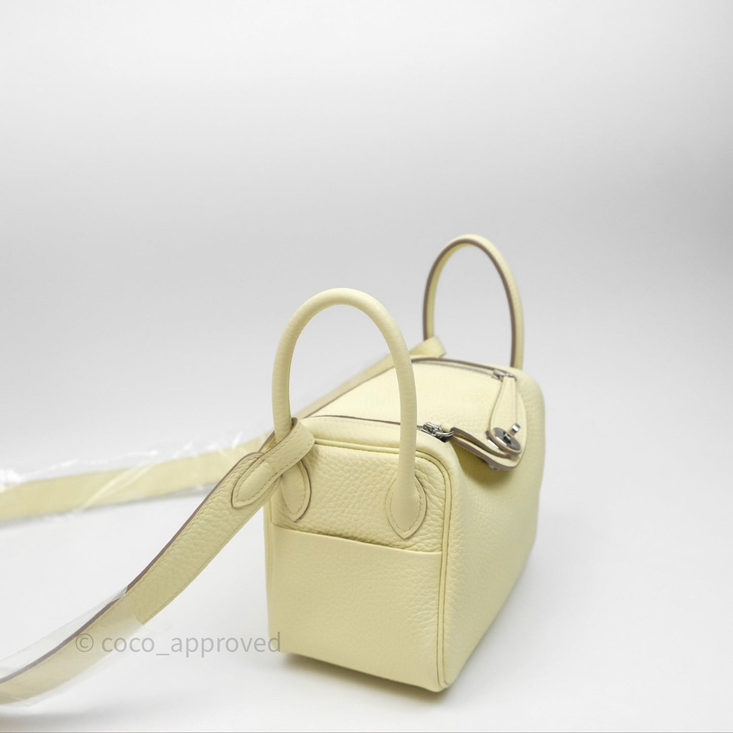 Hermès Mini Lindy II 20 Jaune Milton Clemence Palladium Hardware