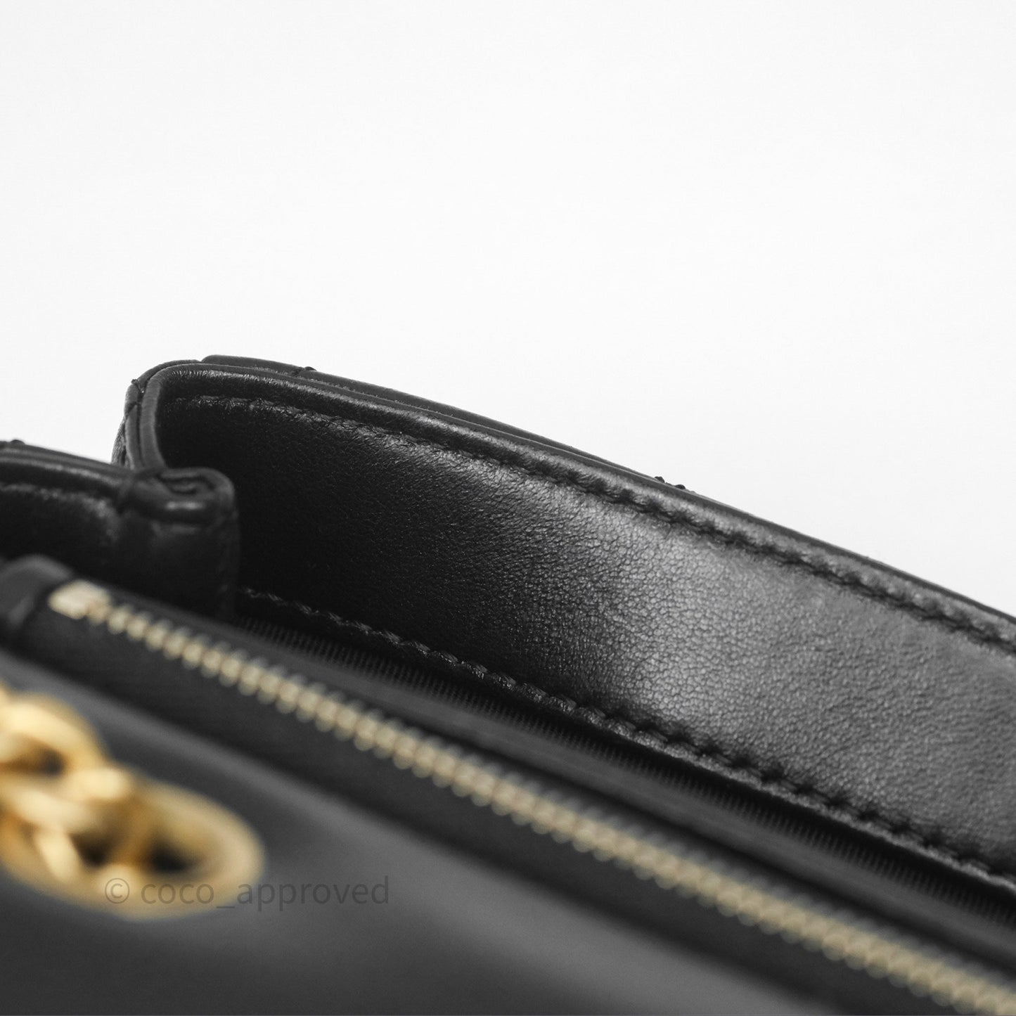 Chanel Small All Slide Adjustable Chain Flap Bag Black Lambskin Aged Gold Hardware 22K