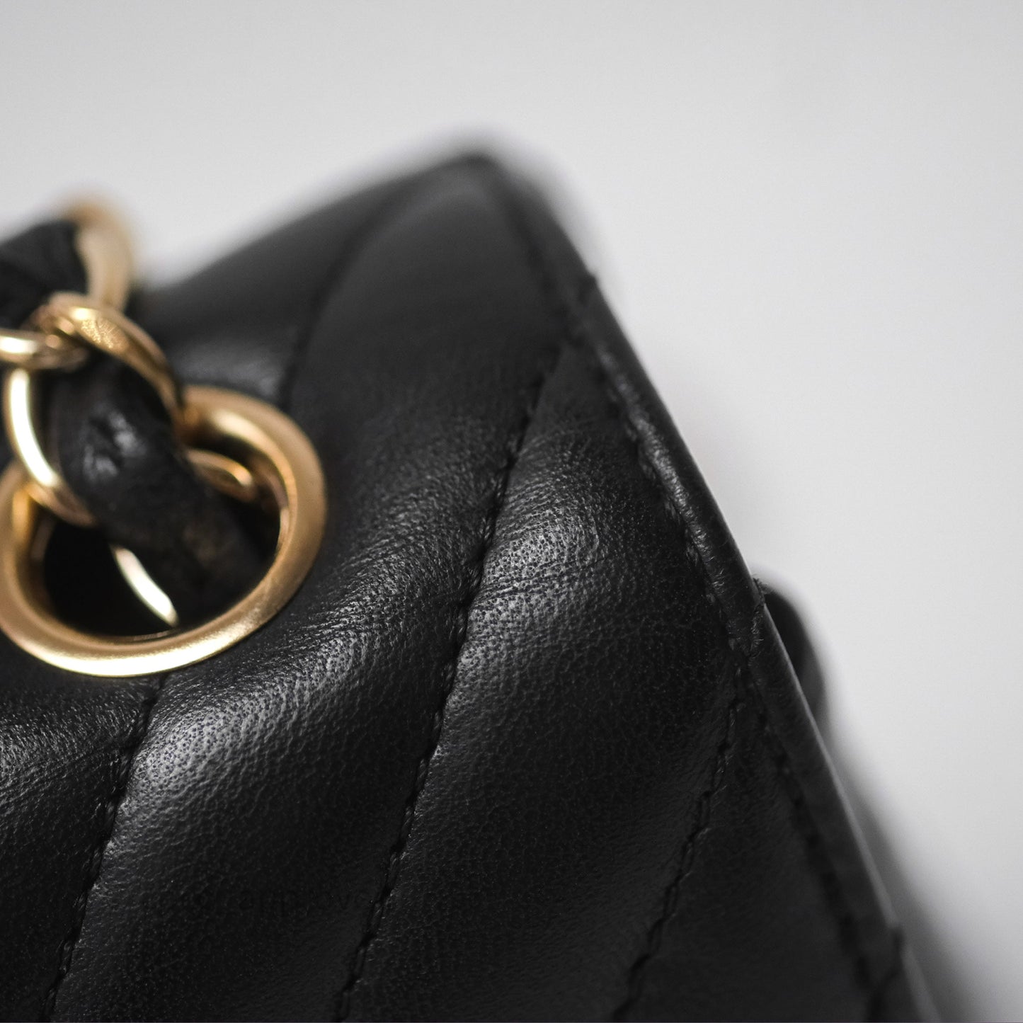 Chanel Mini Rectangular Chevron Black Lambskin Gold Hardware