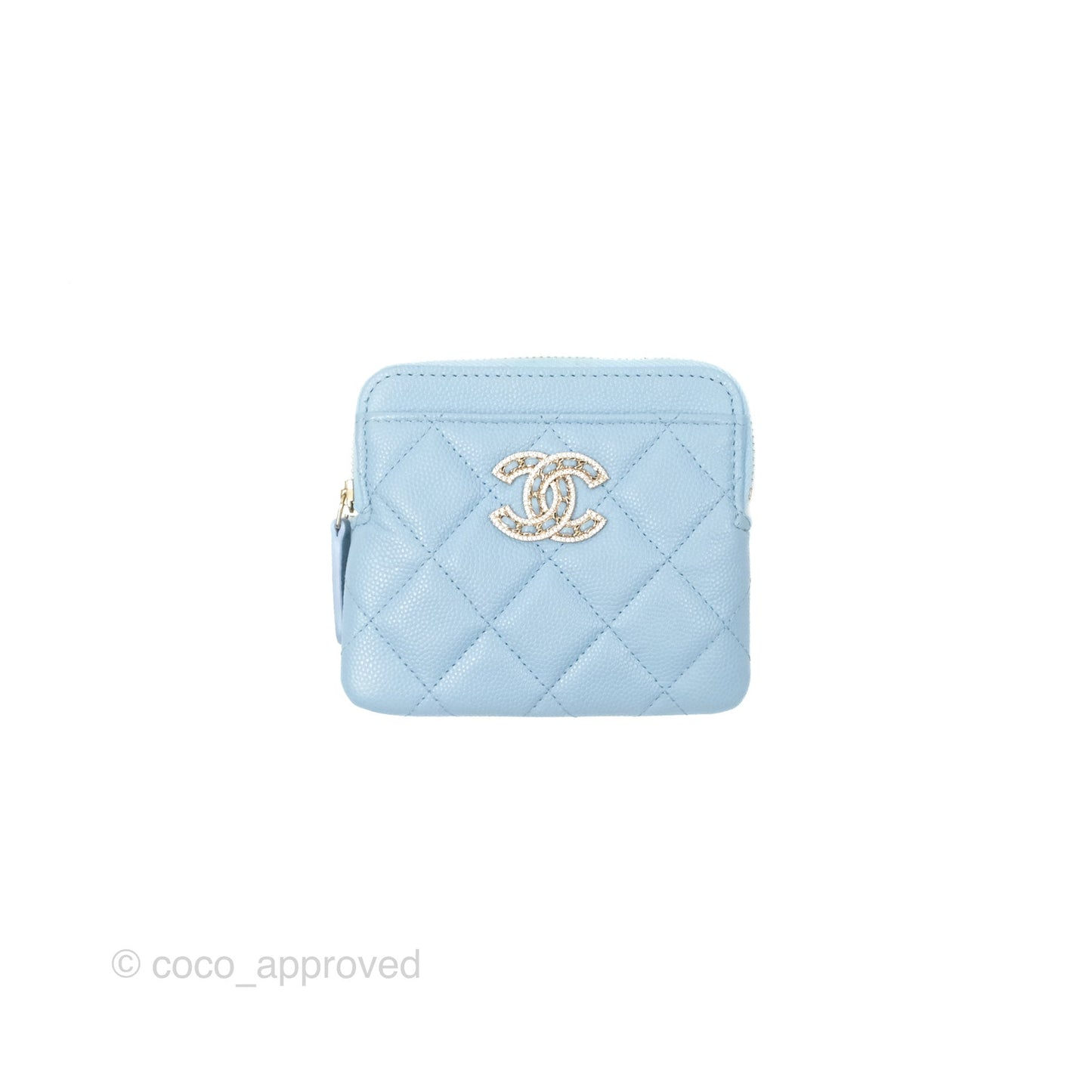 Chanel Zipped Coin Purse Card Holder Blue Caviar 22S