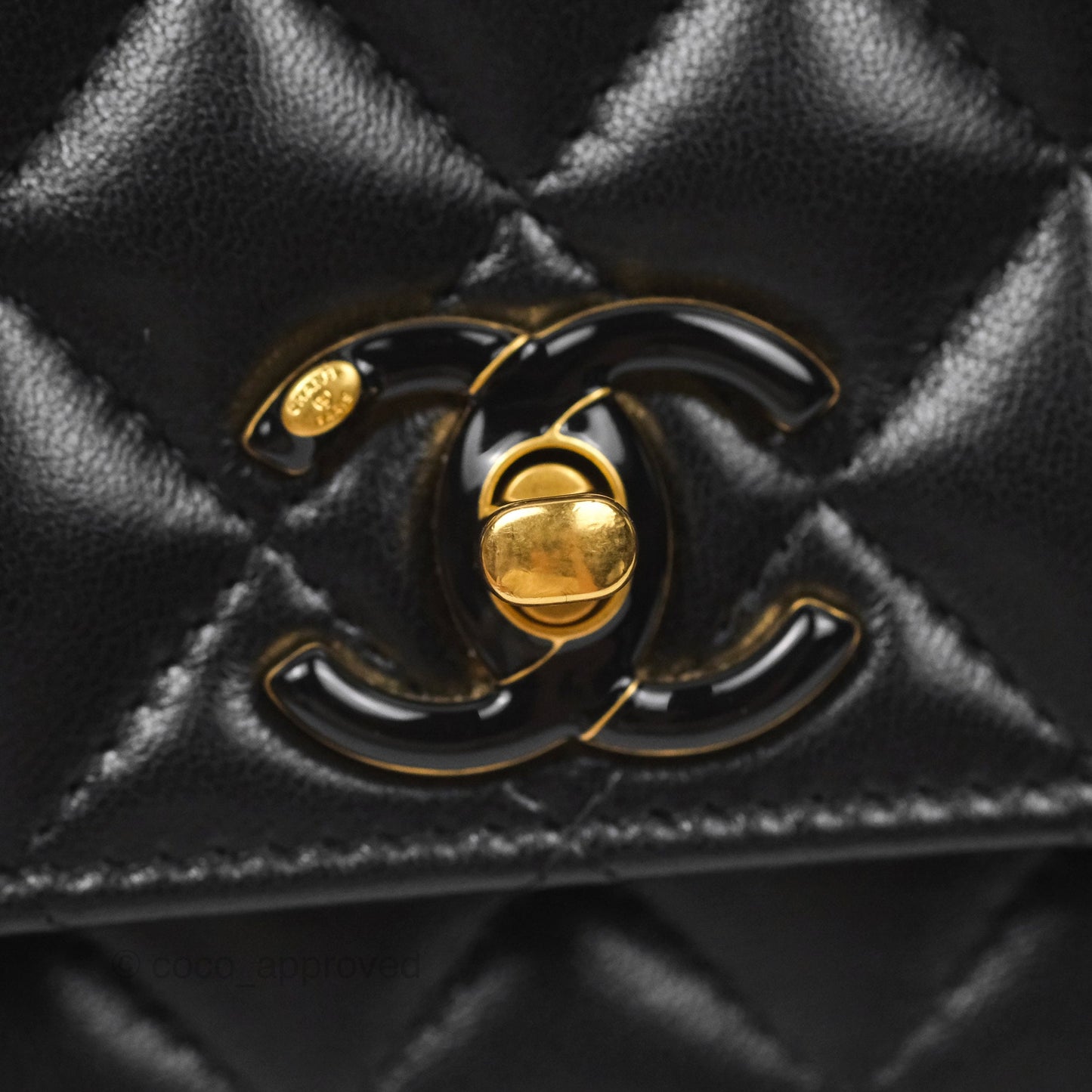 Chanel Quilted WOC Adjustable Chain Black Shiny Lambskin Aged Gold Hardware