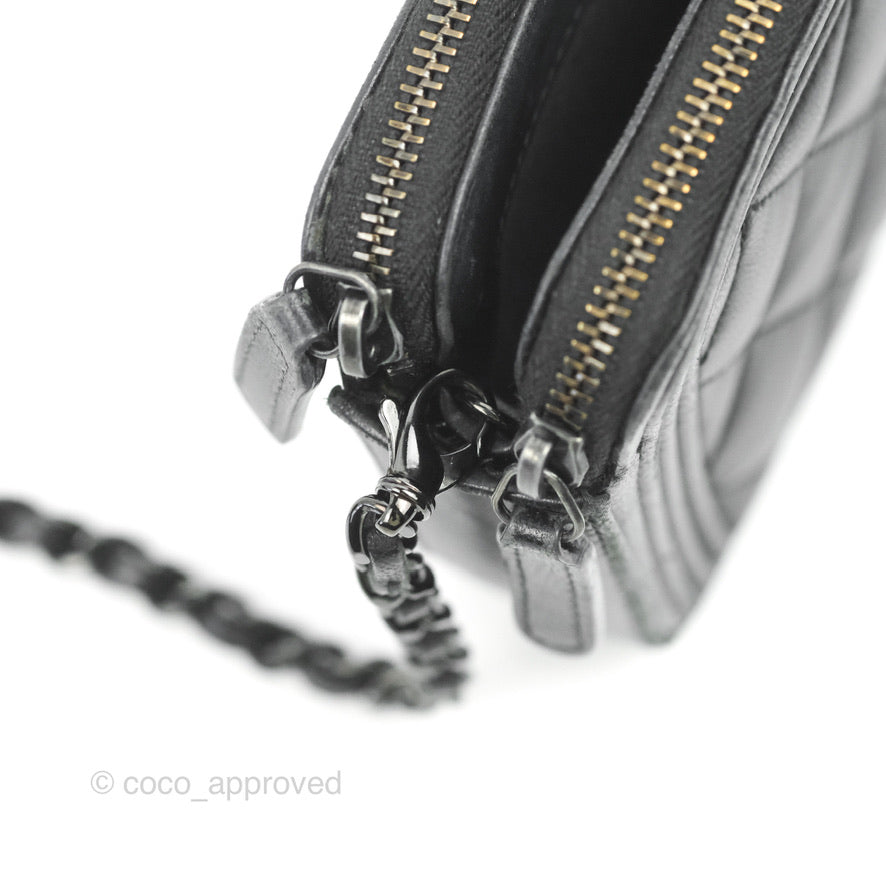 Chanel Le Boy Double Zip Wallet On Chain So Black Lambskin