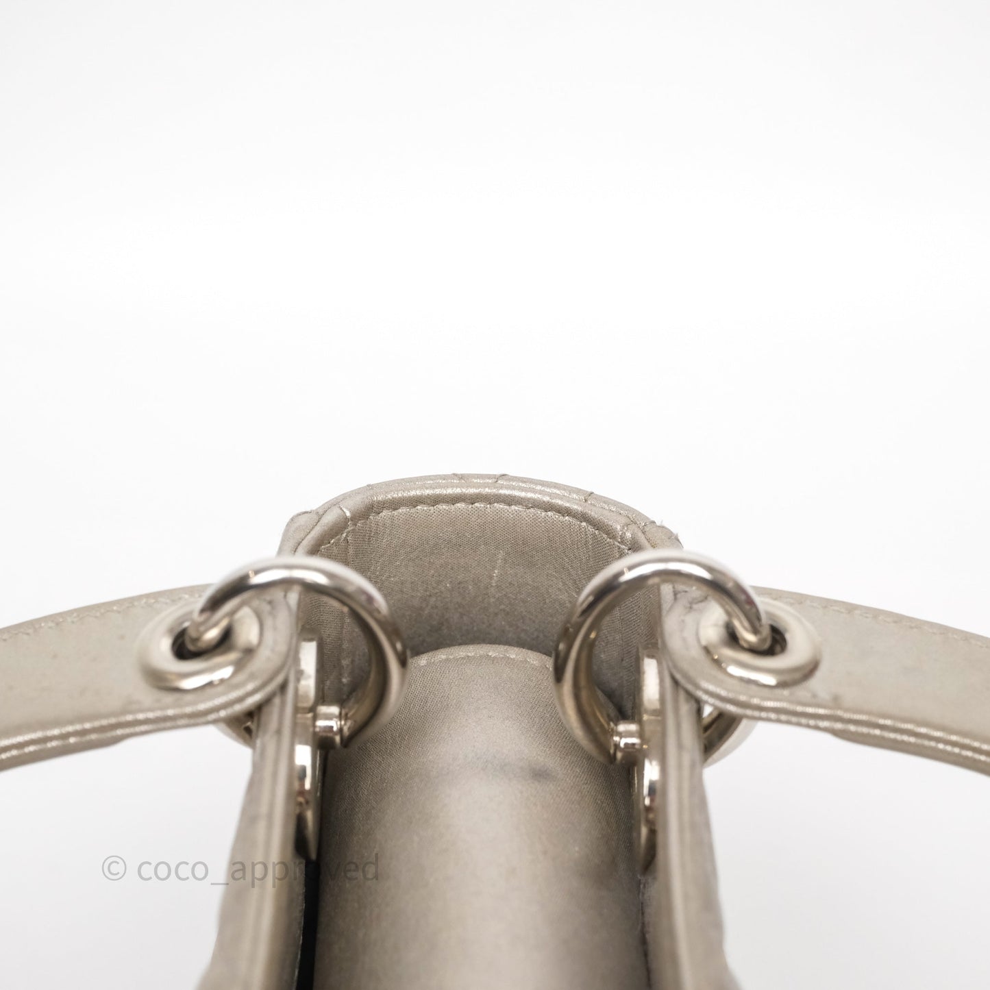 Christian Dior Mini Lady Dior Metallic Silver Nubuck Silver Hardware