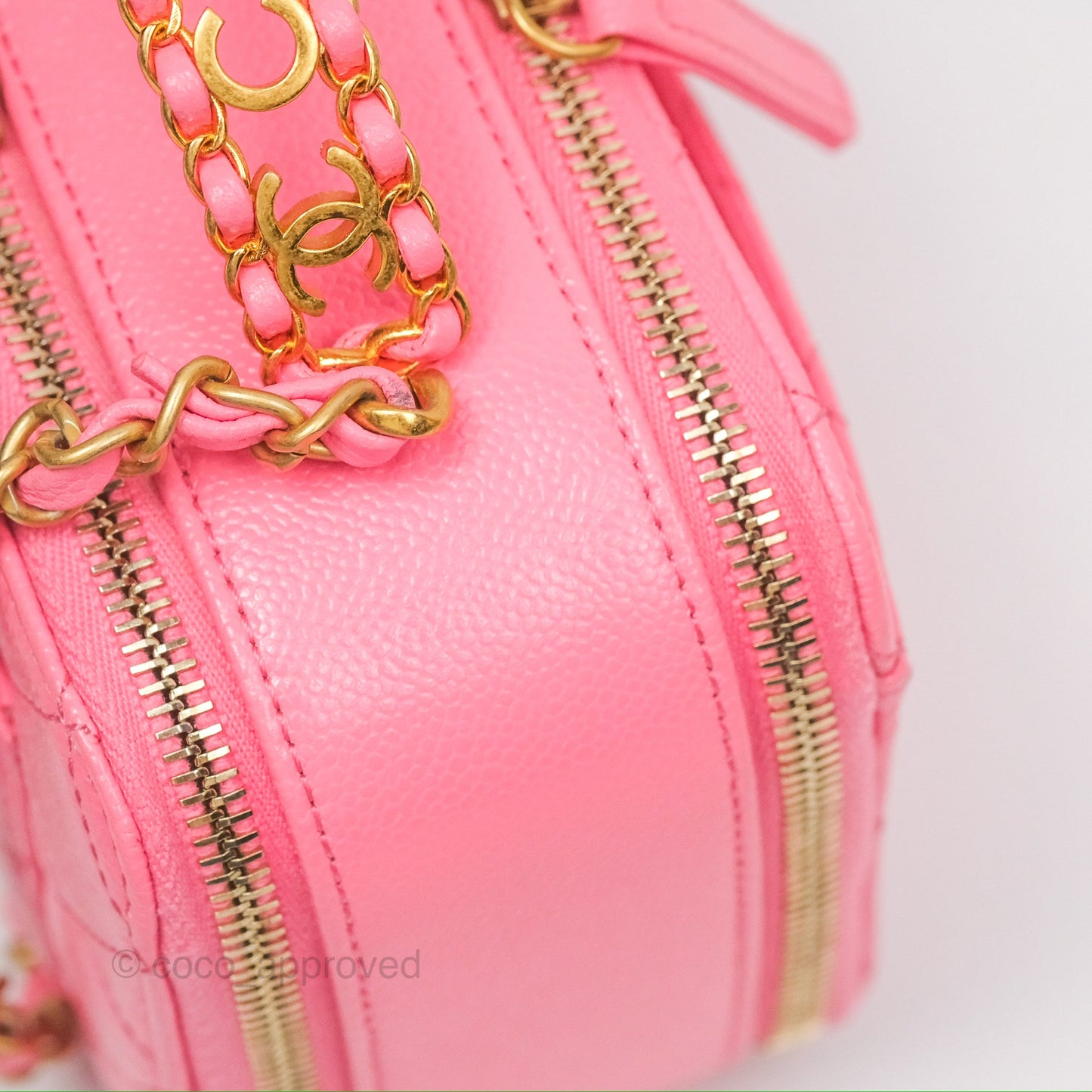 Chanel Caviar Quilted Pick Me Up Small Vanity Case Hot Pink