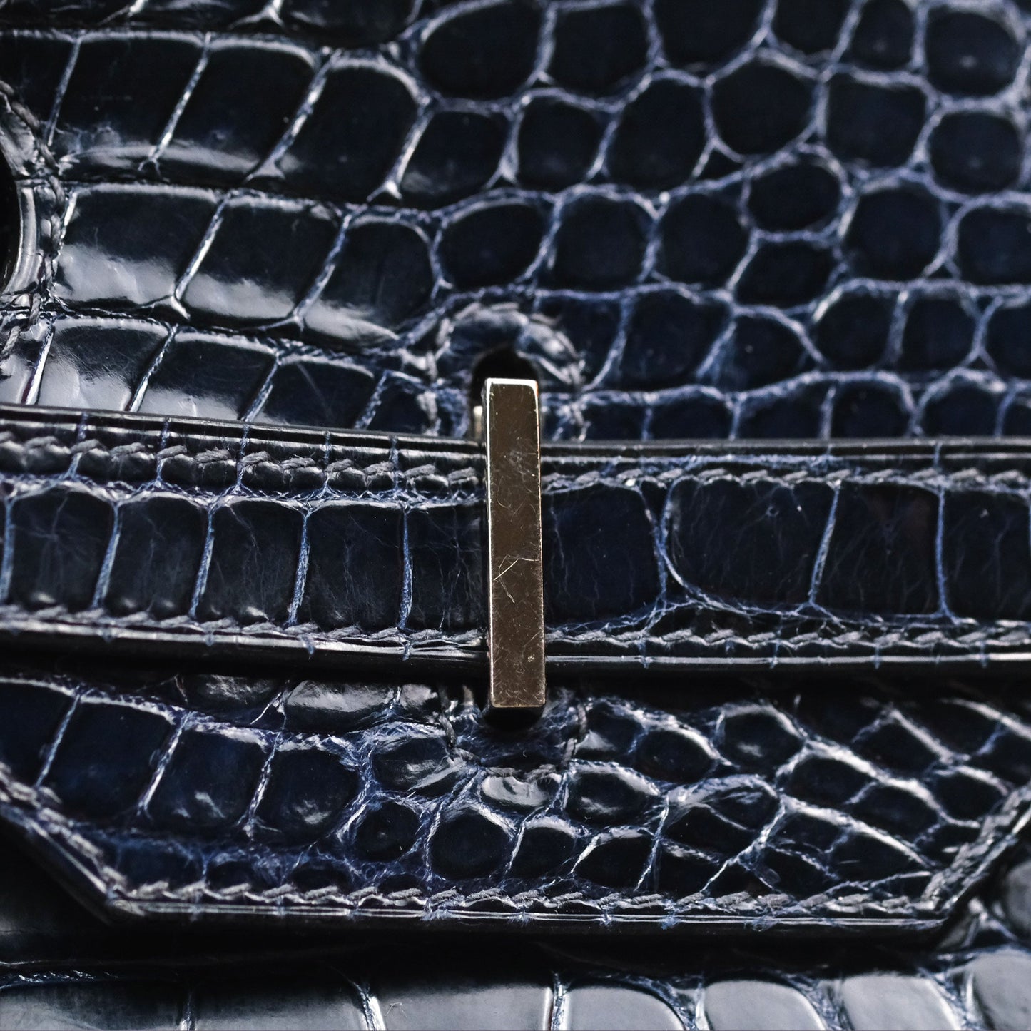 Hermès Birkin 35 Porosus Marine 78 Palladium Hardware