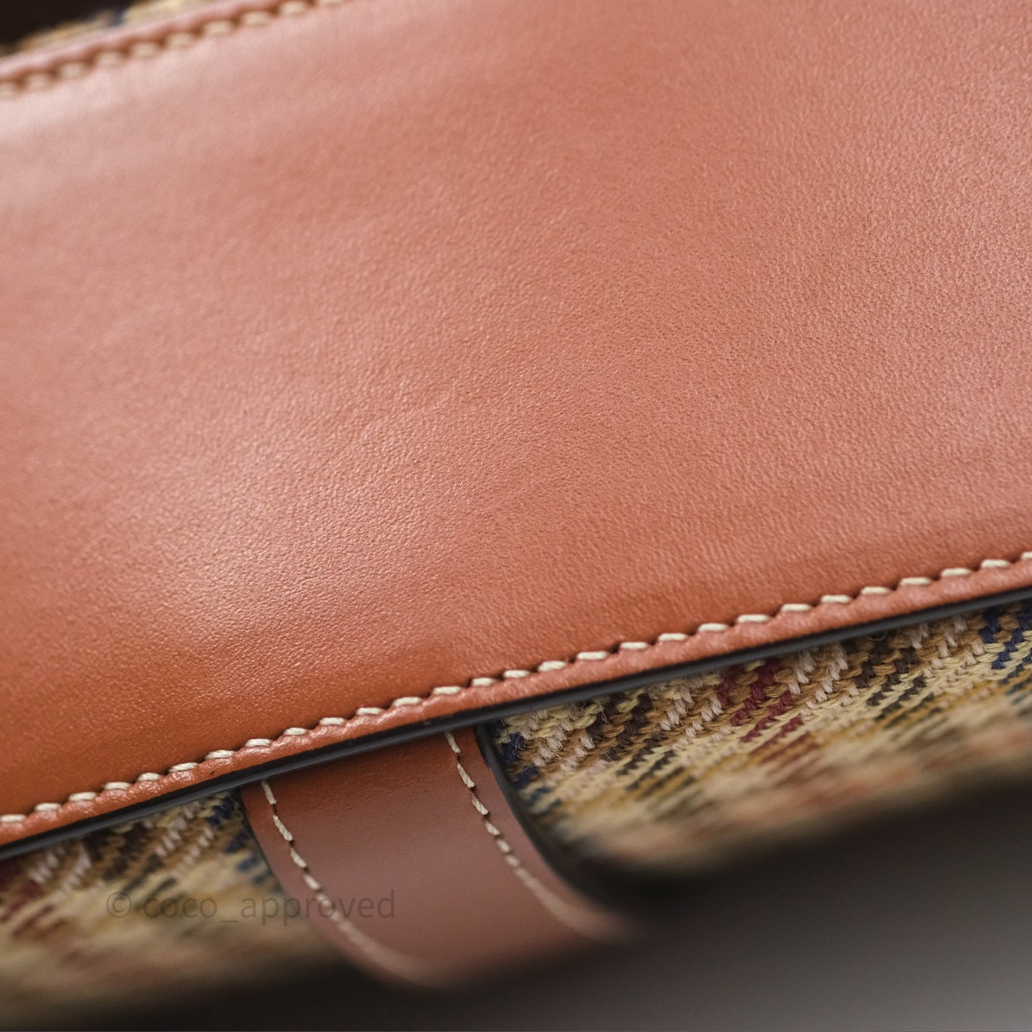 Celine Clutch on Strap in Tartan Textile and Natural Calfskin