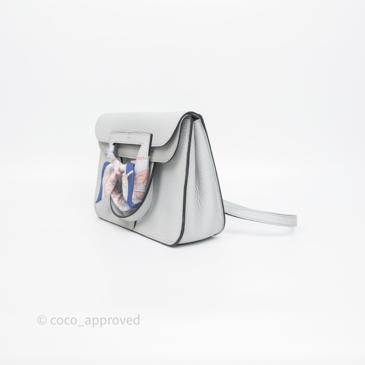Hermès Halzan 25 Bleu Pale 08 Clemence Palladium Hardware