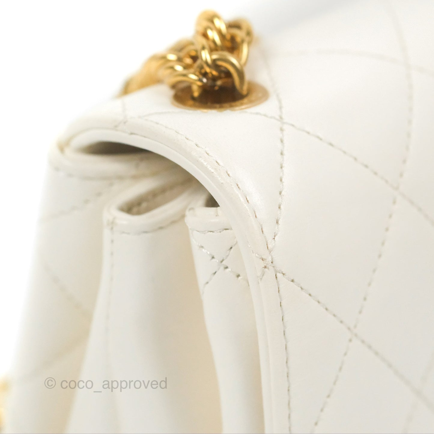 Chanel Mini Flap Bag with Enamel Charm Chain White Lambskin Gold Hardware