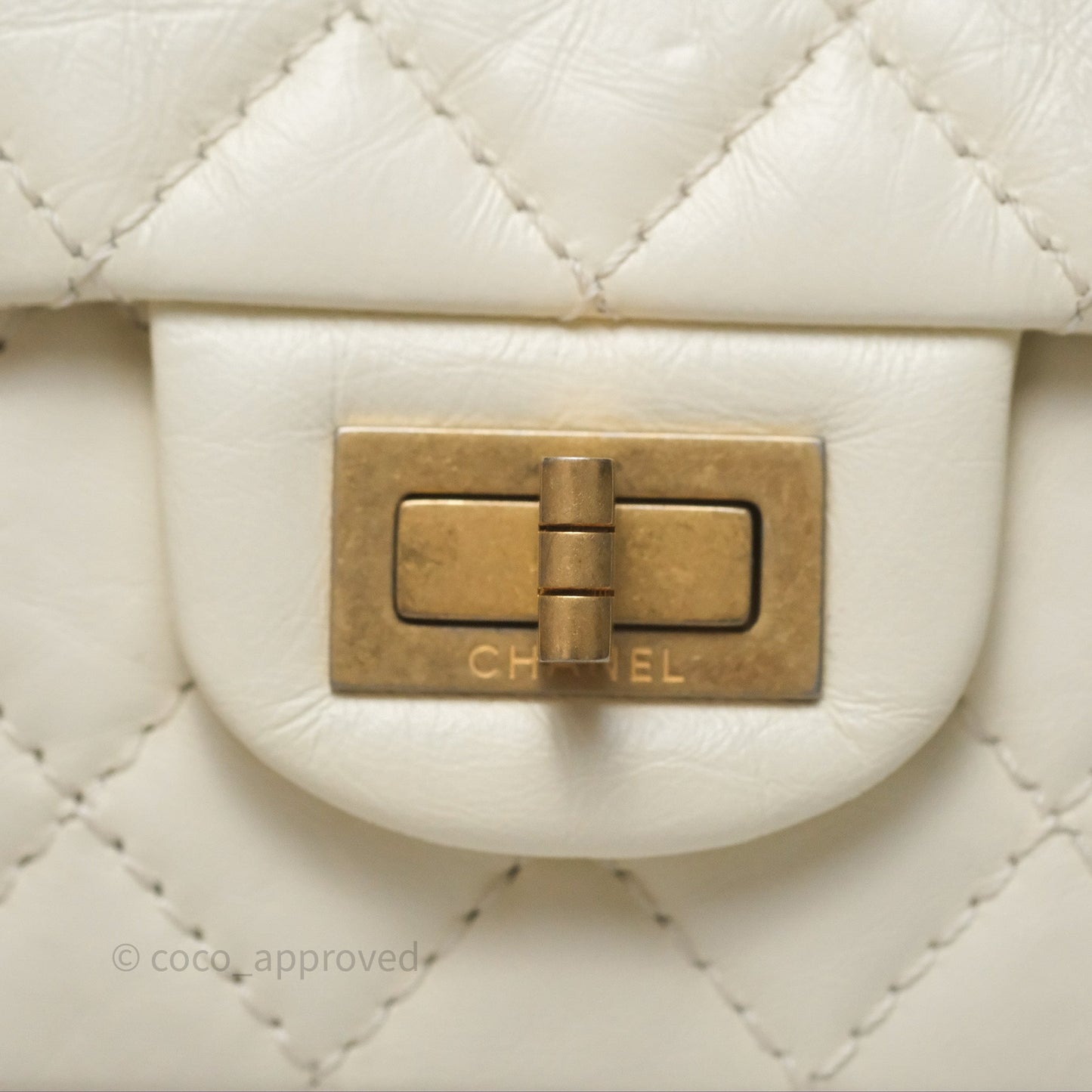 Chanel Mini Reissue 224 White Ivory Aged Calfskin Aged Gold Hardware