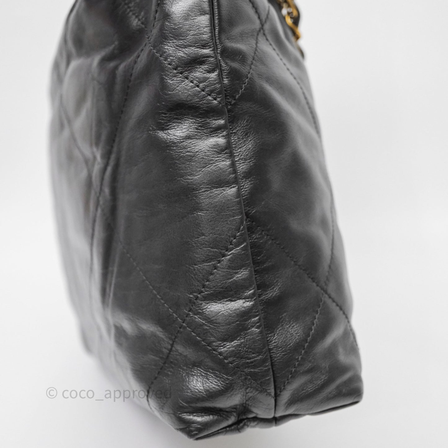 Chanel 22 Small Black Calfskin Aged Gold Hardware