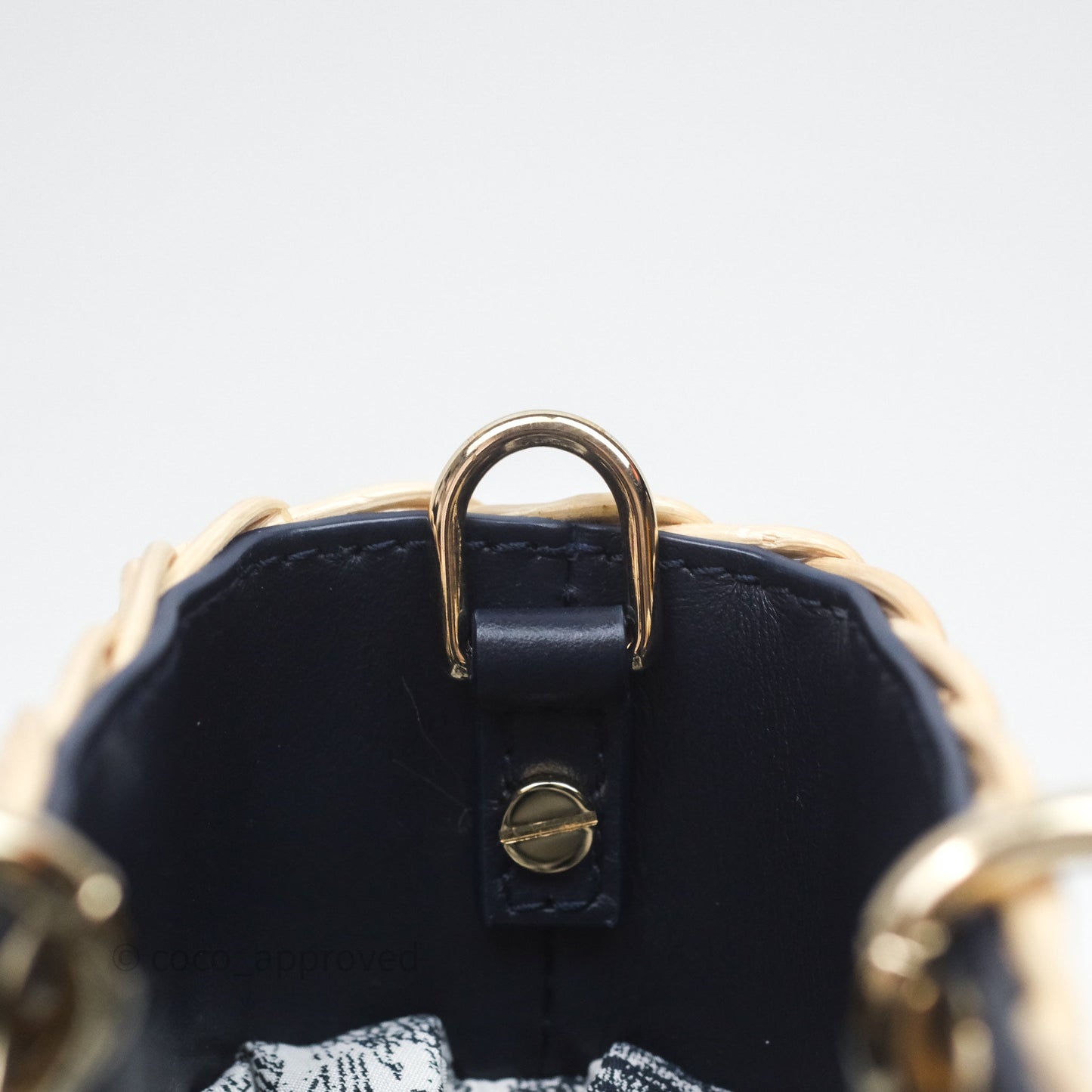 Christian Dior Dioriviera Medium Lady D-Joy Bag Natural Rattan and Blue Dior Oblique Jacquard