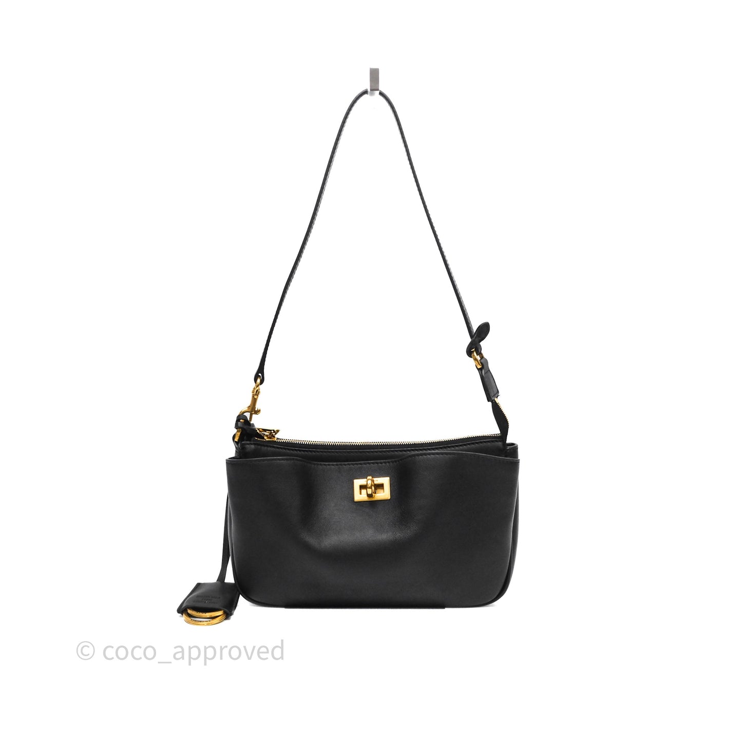 Balenciaga Rodeo Sling Pochette Leather Shoulder Bag Black Calfskin