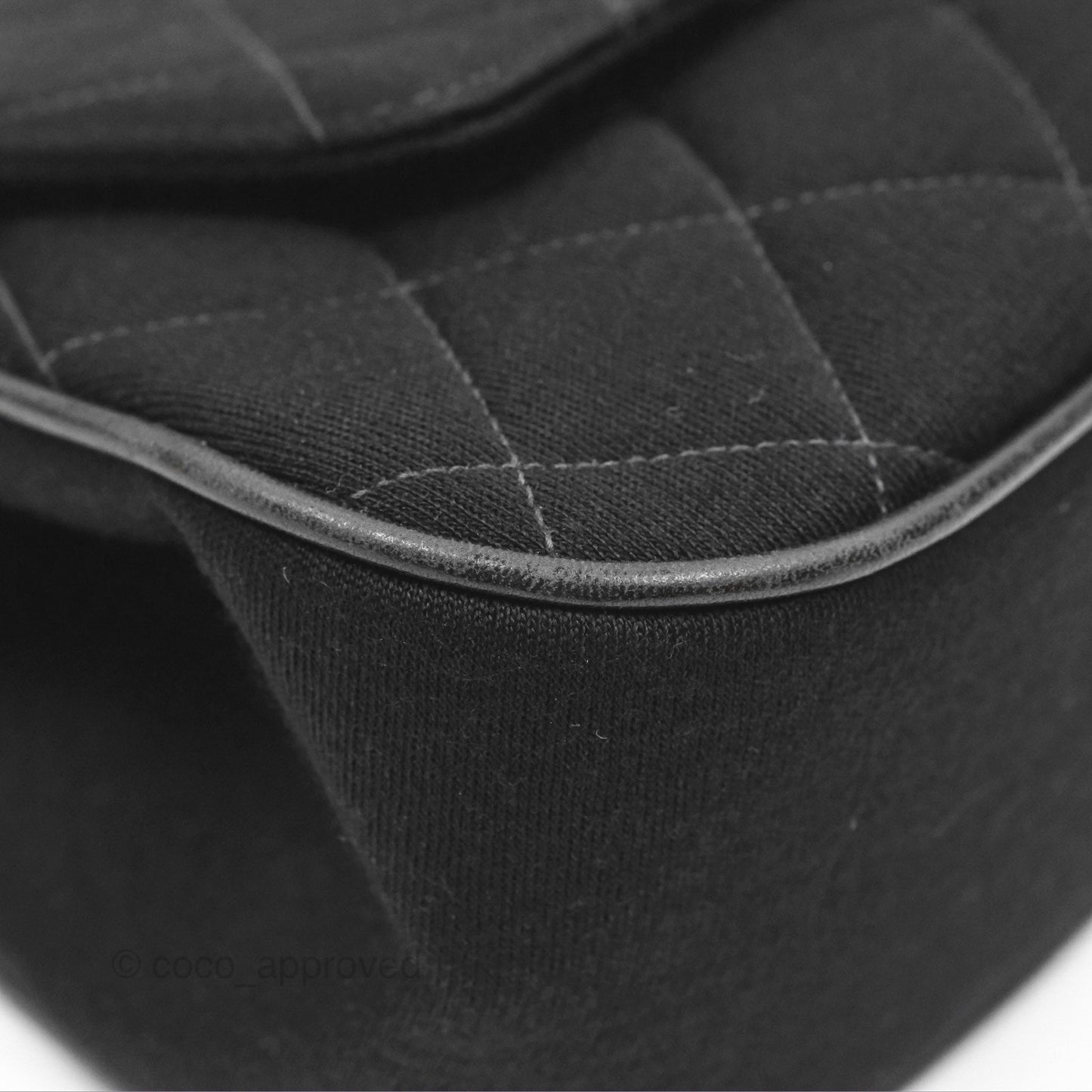 Chanel Vintage Small Quilted Jersey Mademoiselle Top Handle Flap Bag Black