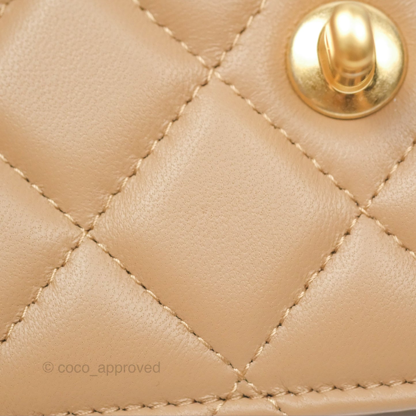 Chanel Quilted Pearl Crush Wallet on Chain WOC Beige Lambskin Aged Gold Hardware
