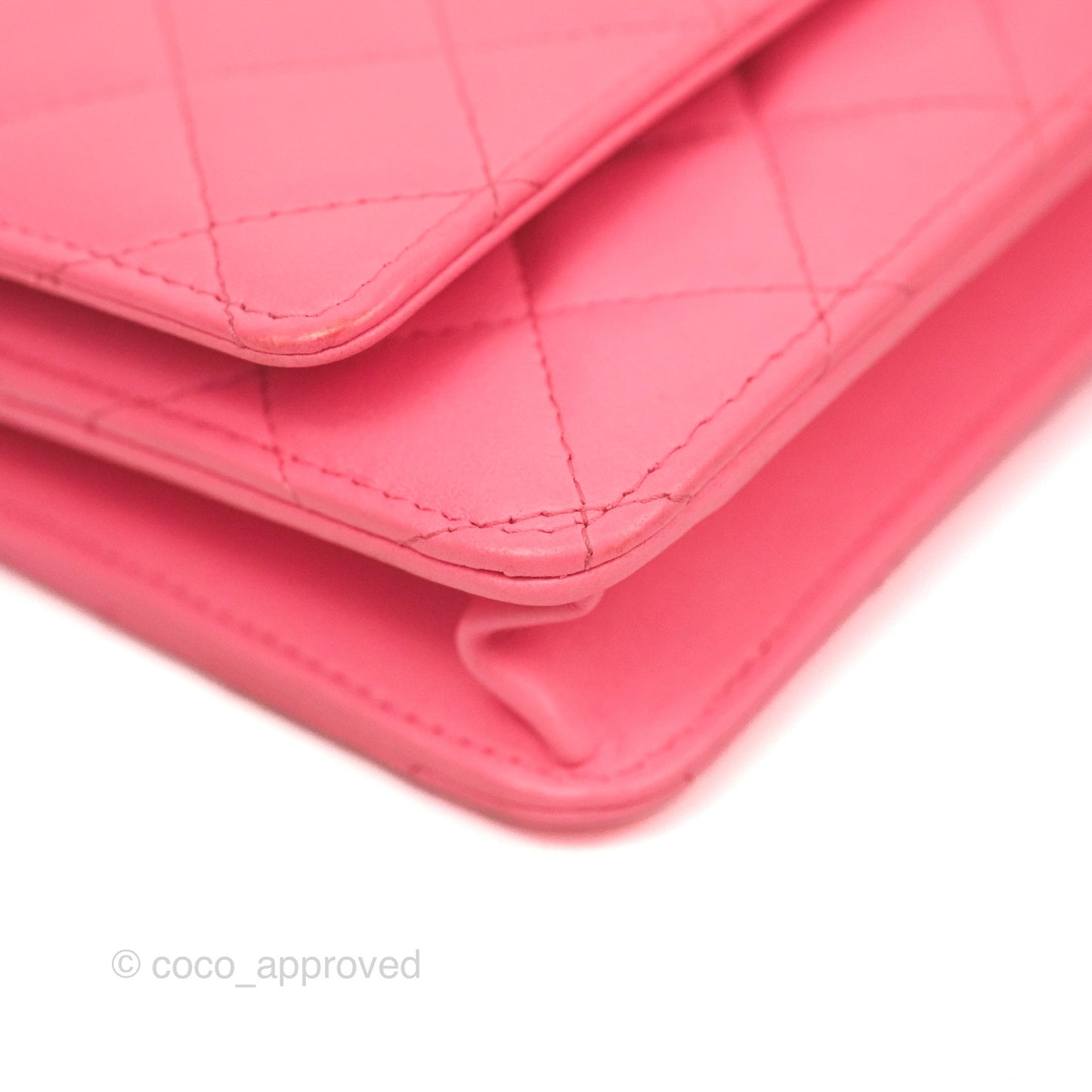 Chanel Quilted Pearl Crush Wallet on Chain WOC Pink Lambskin Aged Gold Hardware