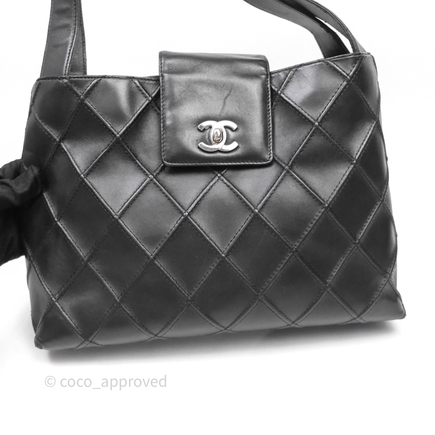 Chanel Vintage Quilted Kelly Waffle Bag Silver Hardware