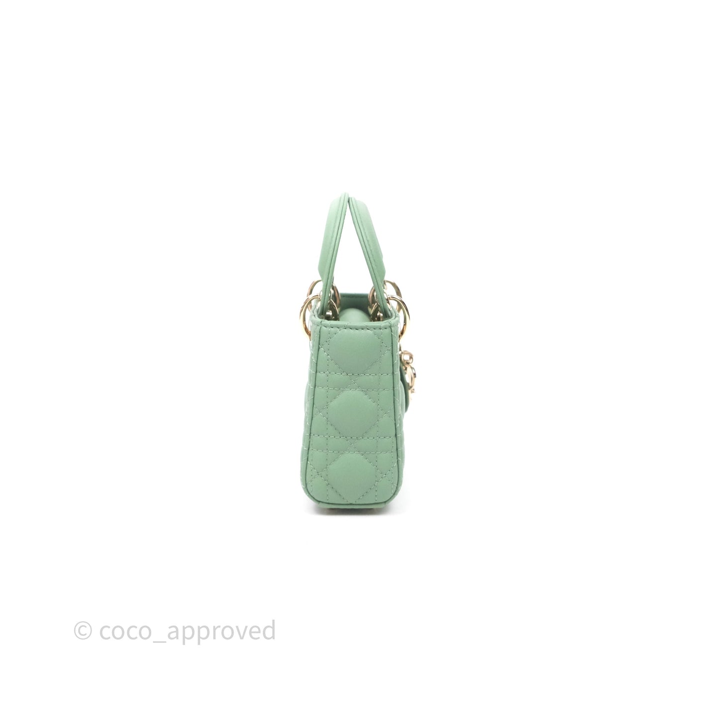 Christian Dior Micro Lady Dior Green Lambskin Cannage Gold Hardware