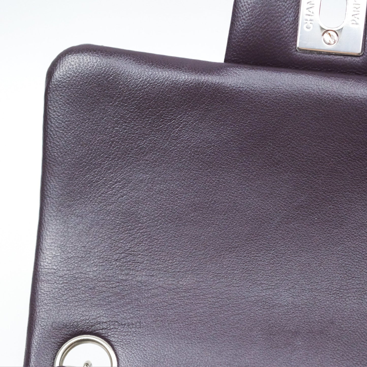 Chanel Quilted Mini Square Dark Purple Lambskin Silver Hardware