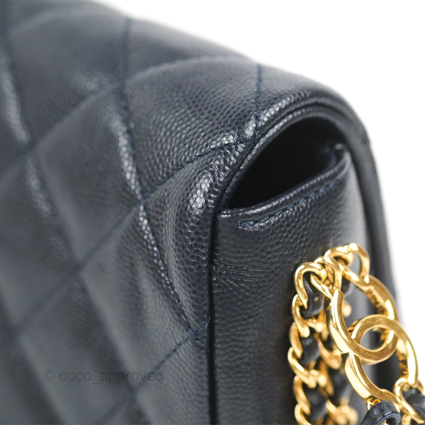 Chanel Quilted CC You Flap Navy Blue Caviar Gold Hardware 23C