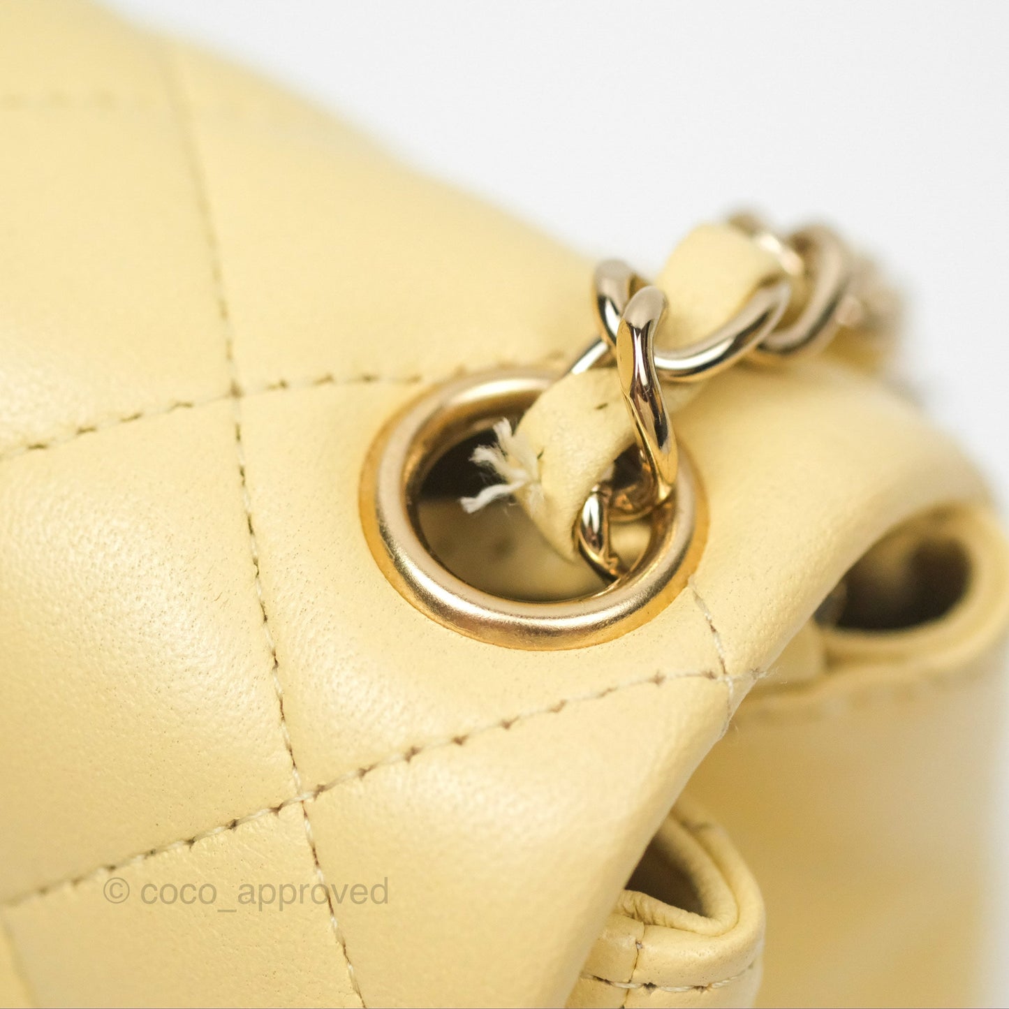 Chanel Mini Square Quilted Yellow Lambskin Gold Hardware