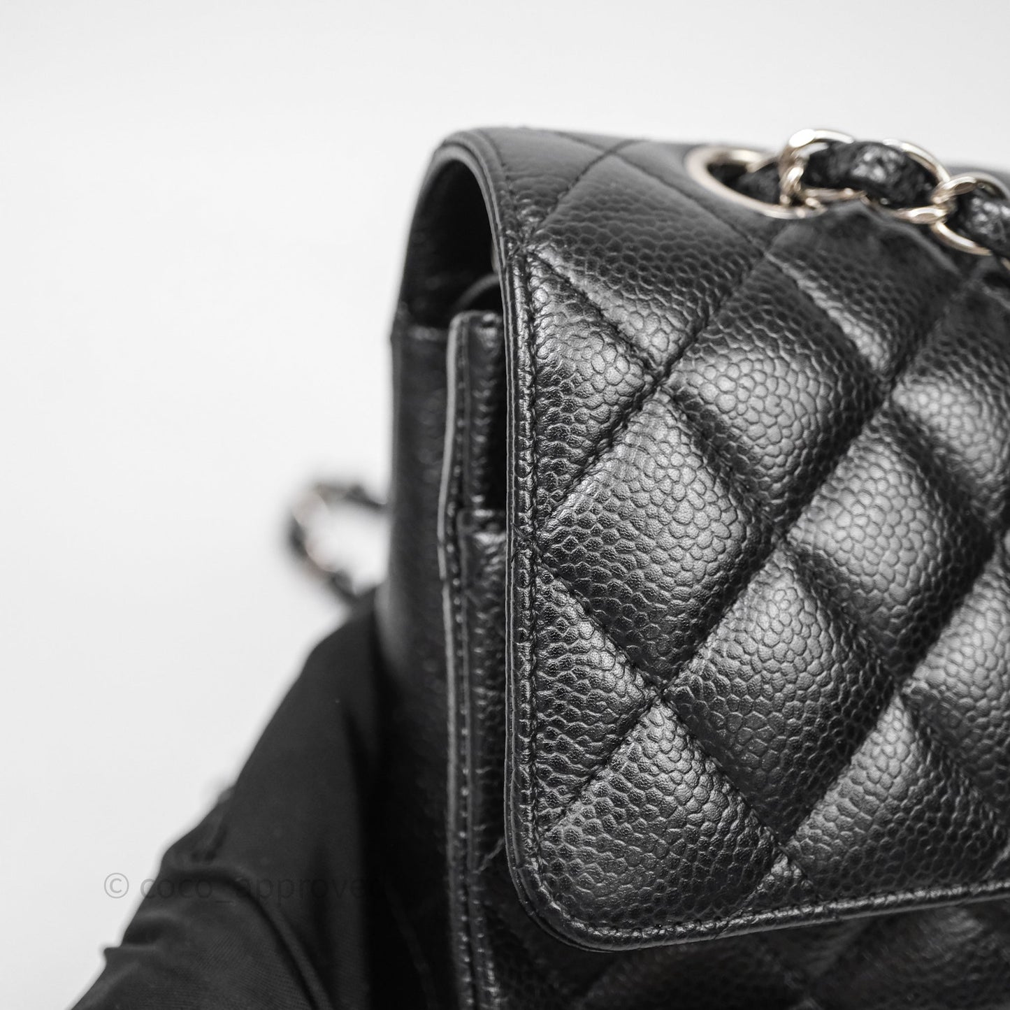 Chanel Classic M/L Medium Flap Quilted Black Caviar Silver Hardware