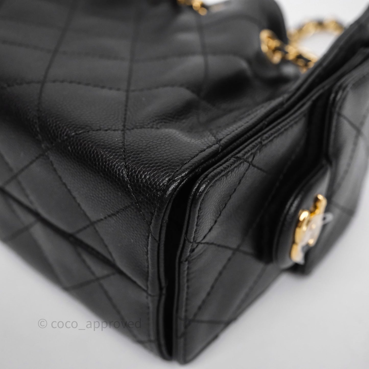 Chanel 25 Mini Bag Black Caviar Gold Hardware