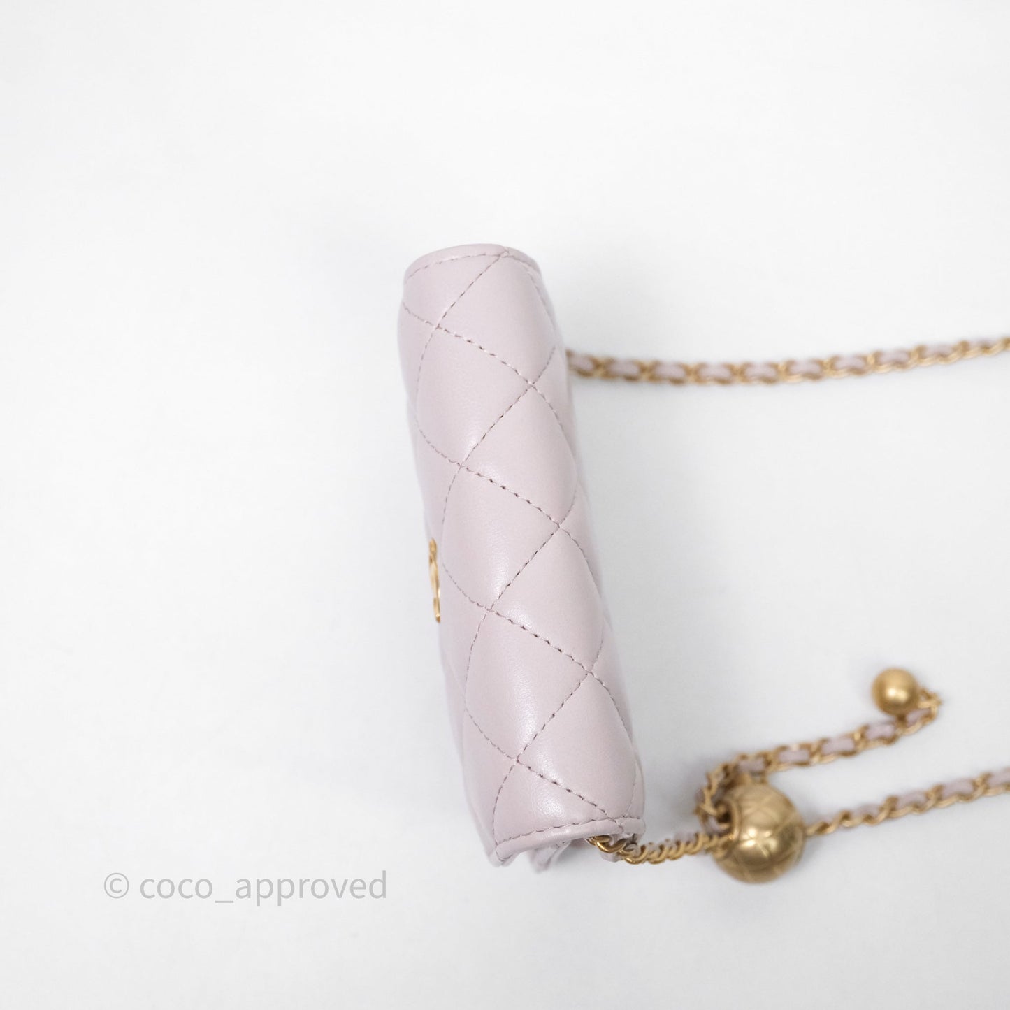 Chanel Pearl Crush Mini Clutch Belt Bag Lilac Lambskin Aged Gold Hardware