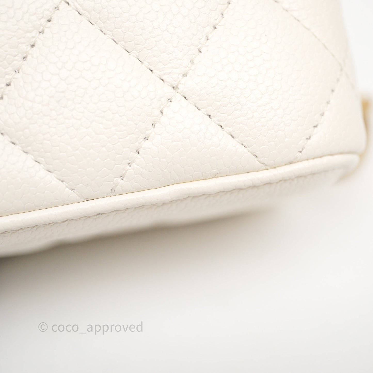 Chanel Heart Crush Mini Vanity With Chain White Caviar Aged Gold Hardware