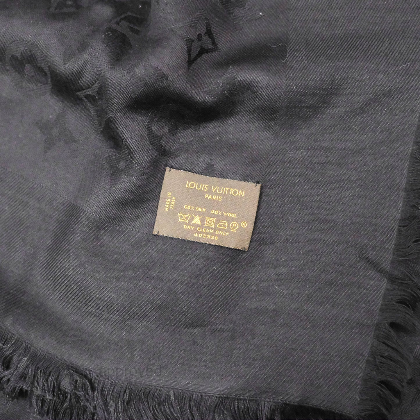Louis Vuitton Silk Wool Monogram Square Shawl Scarf Anthracite