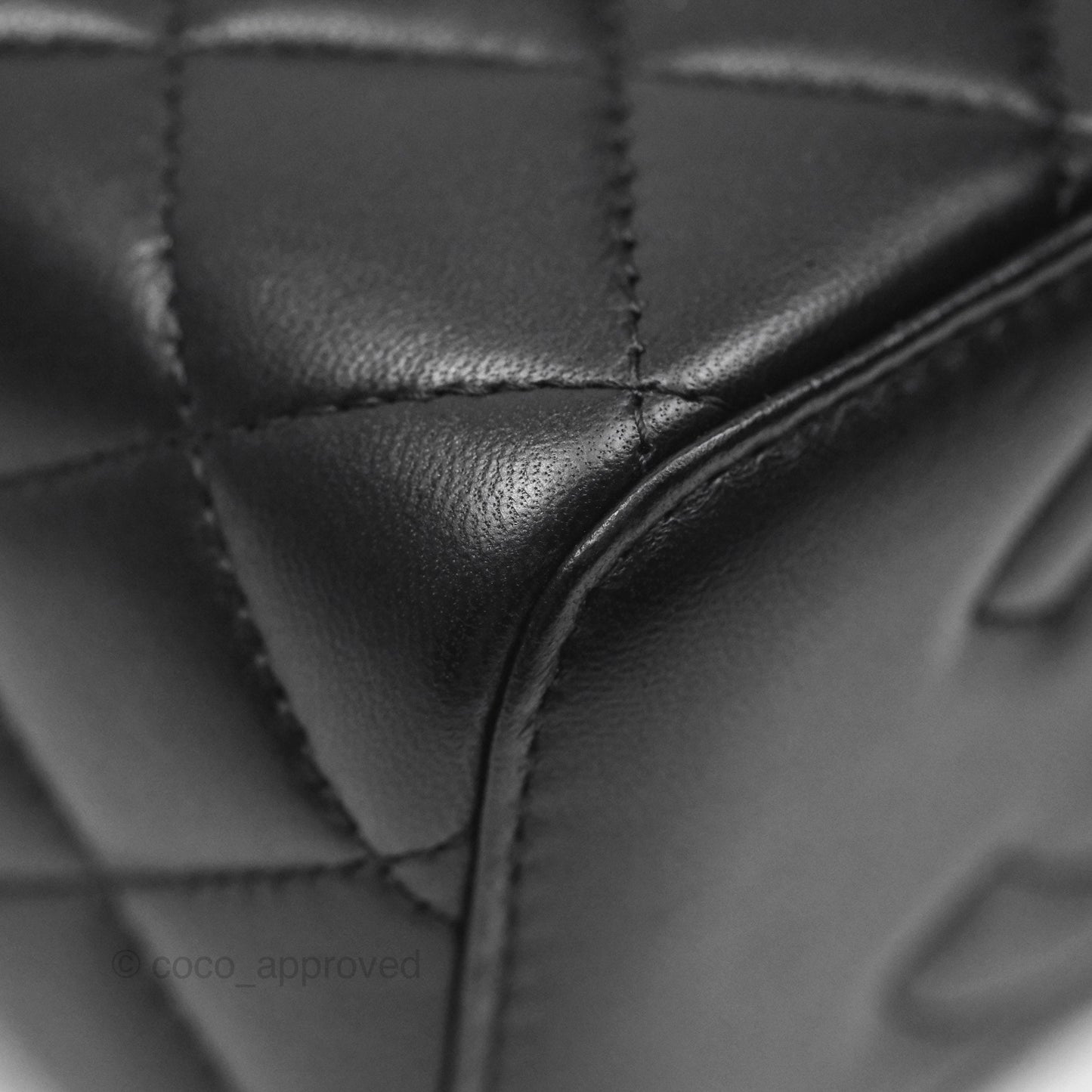 Chanel Quilted Vanity Rectangular with Camellia Adjustable Chain Black Lambskin 23S