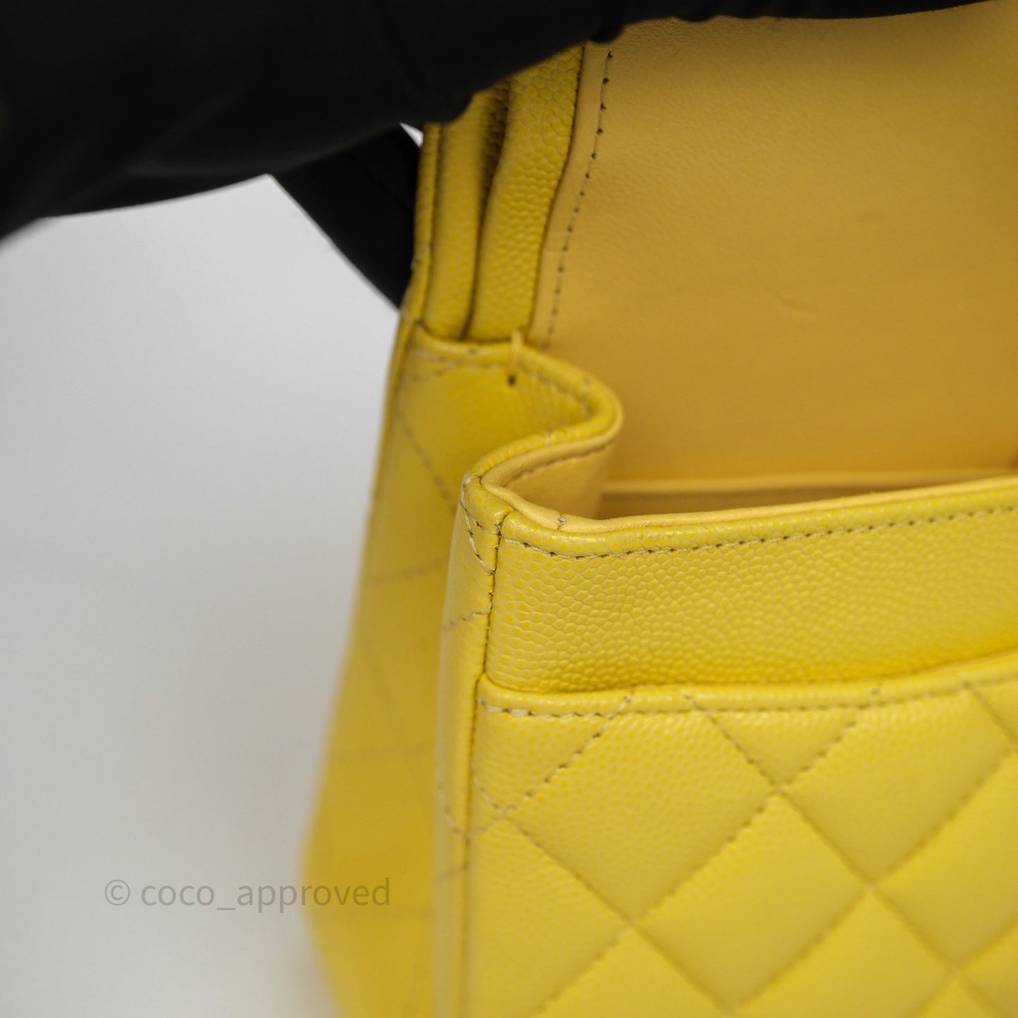 Chanel Small Classic Flap Quilted Yellow Caviar Gold Hardware