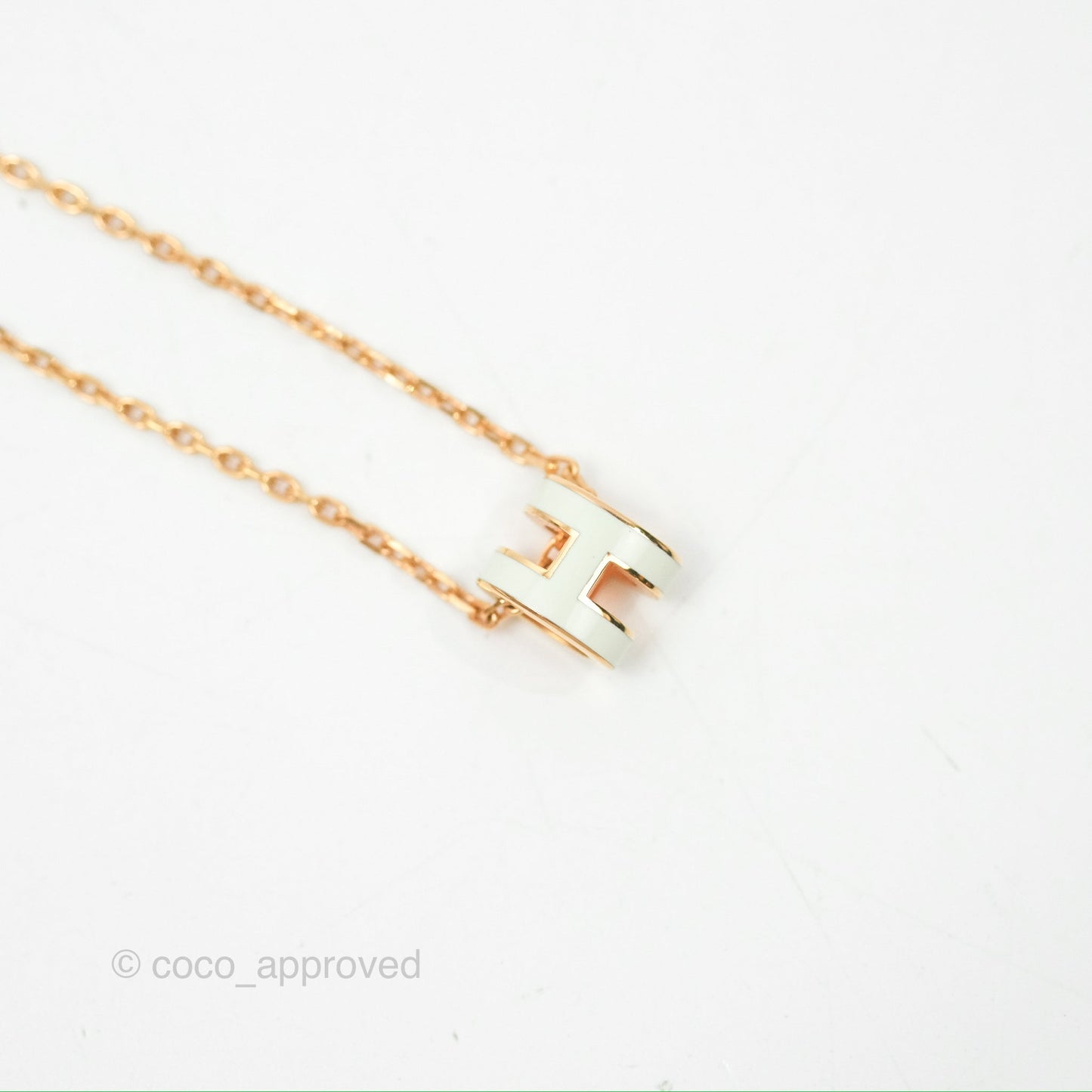 Hermès Mini Pop H Pendant Necklace Vert Fizz Rose Gold Hardware