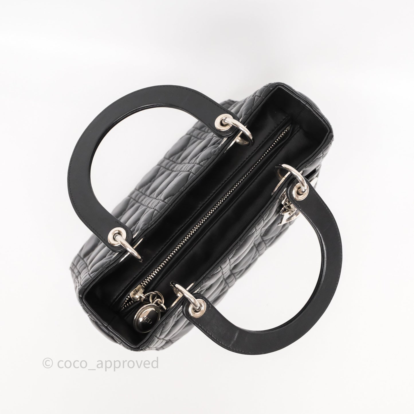 Christian Dior Medium Lady Dior Black Lambskin Silver Hardware