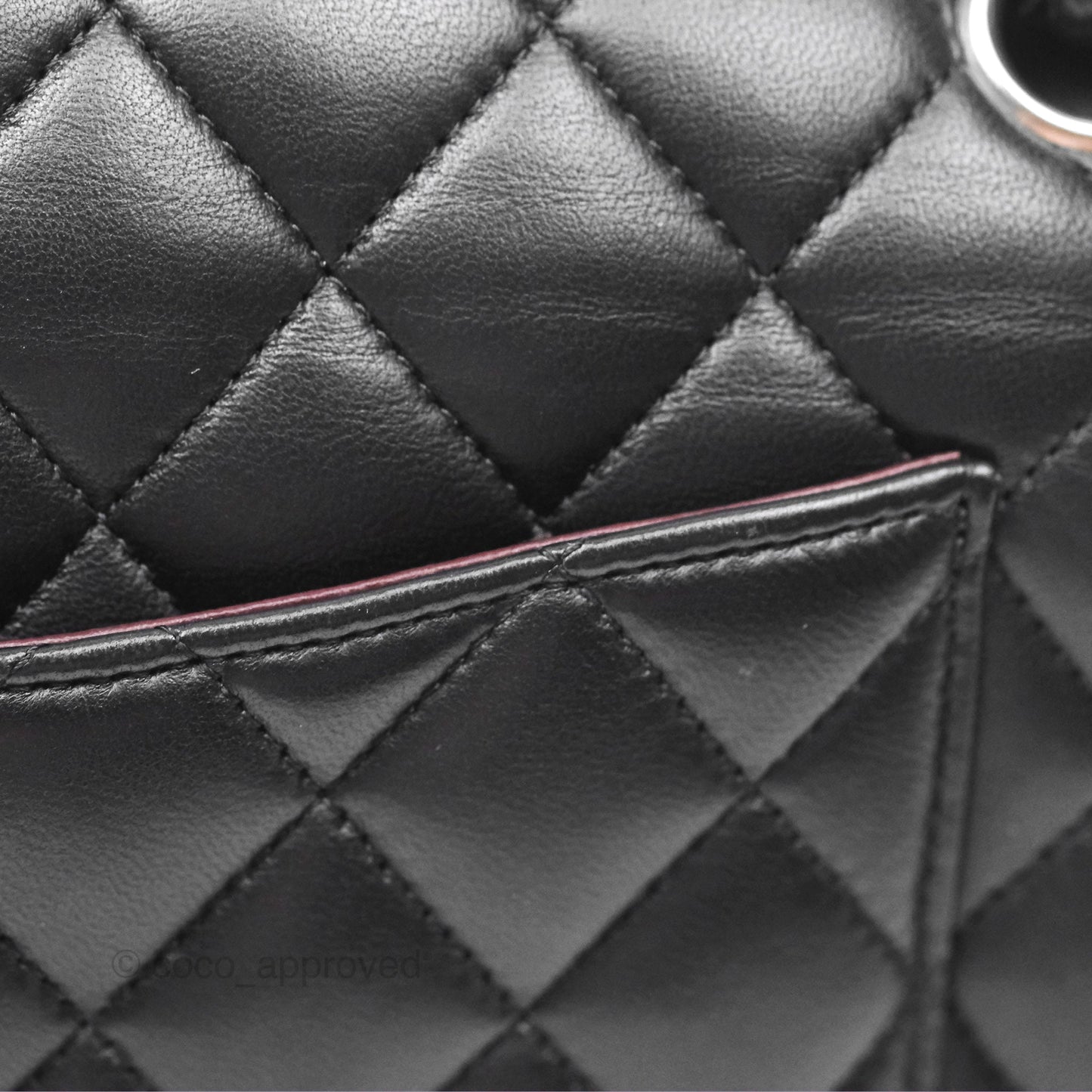 Chanel Classic M/L Medium Flap Quilted Black Lambskin Silver Hardware
