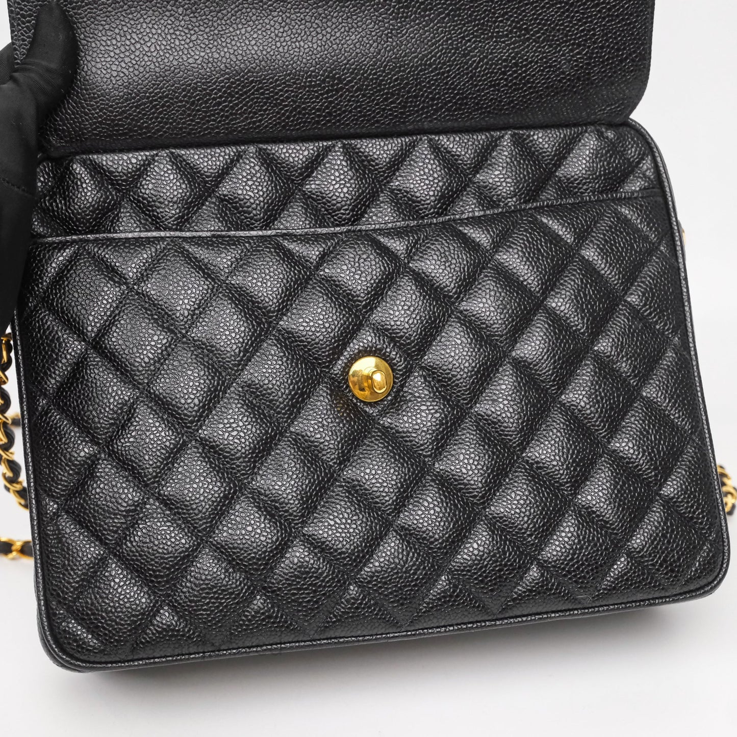 Chanel Vintage Camera Bag Coco Crush Black Caviar Gold Hardware