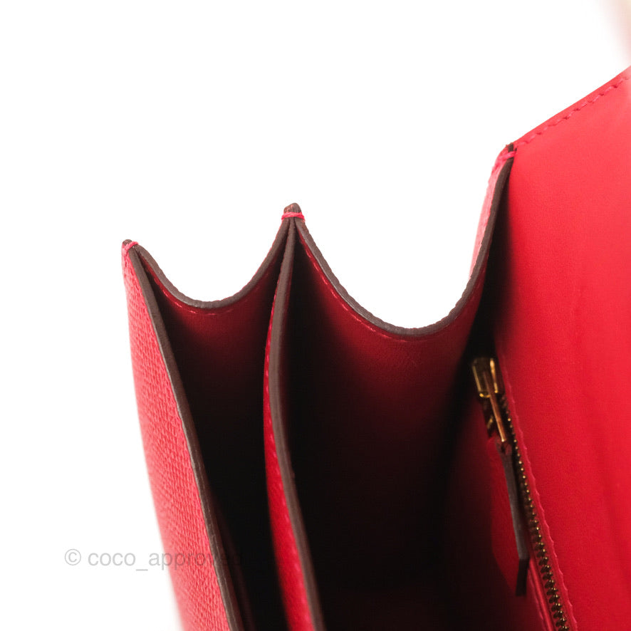 Hermès Constance 24 Rouge Casaque Epsom Gold Hardware