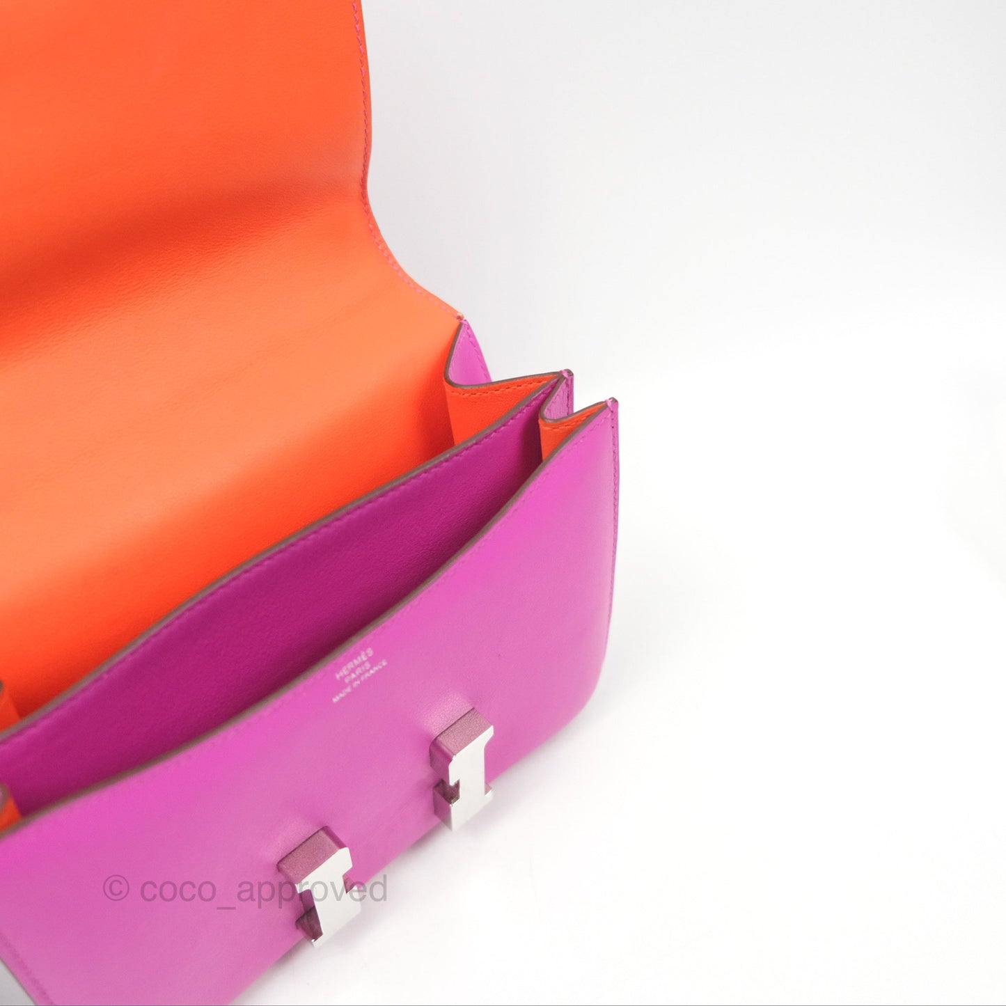 Hermès Constance Mini 18 Swift Magnolia/Orange Palladium Hardware