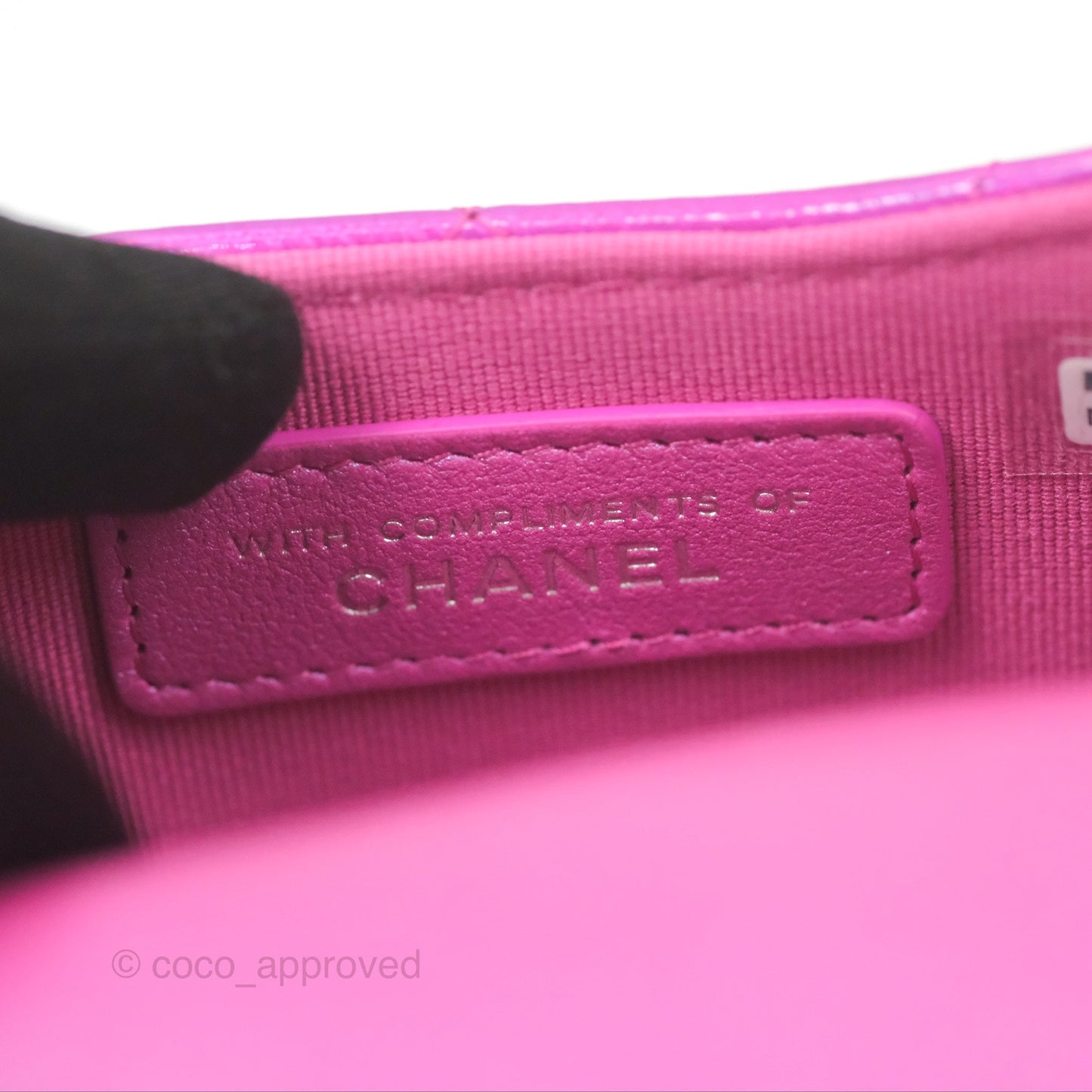 Chanel Card Holder Pouch with Hook Fuchsia Iridescent Mirror Goatskin
