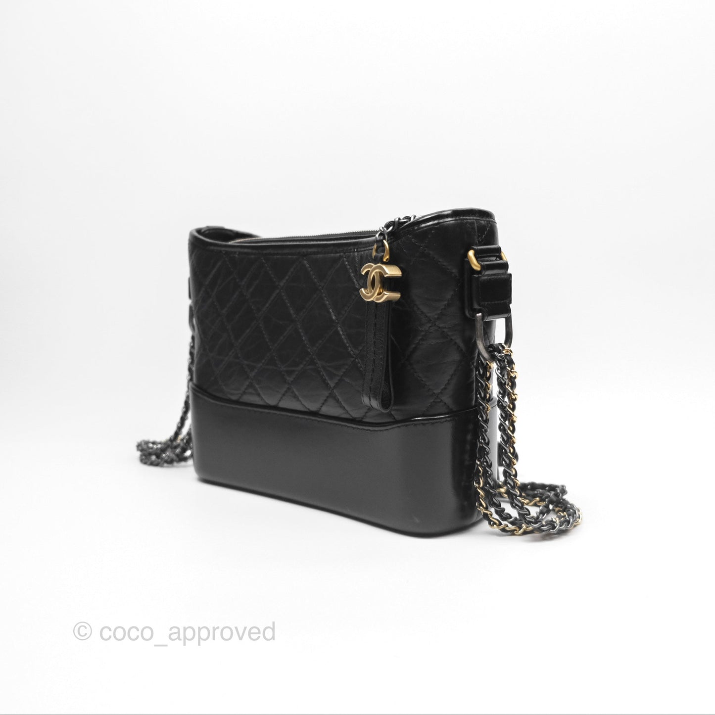 Chanel New Medium Gabrielle Hobo Quilted Black Aged Calfskin