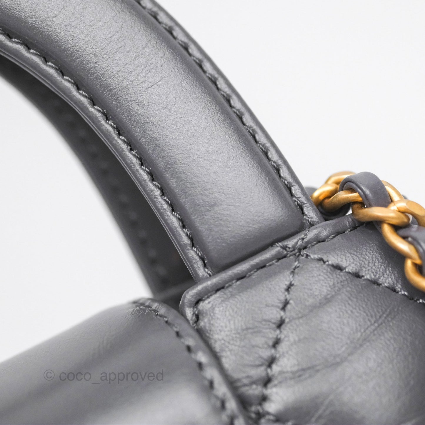Chanel Kelly Bag Quilted Grey Shiny Calfskin Aged Gold Hardware