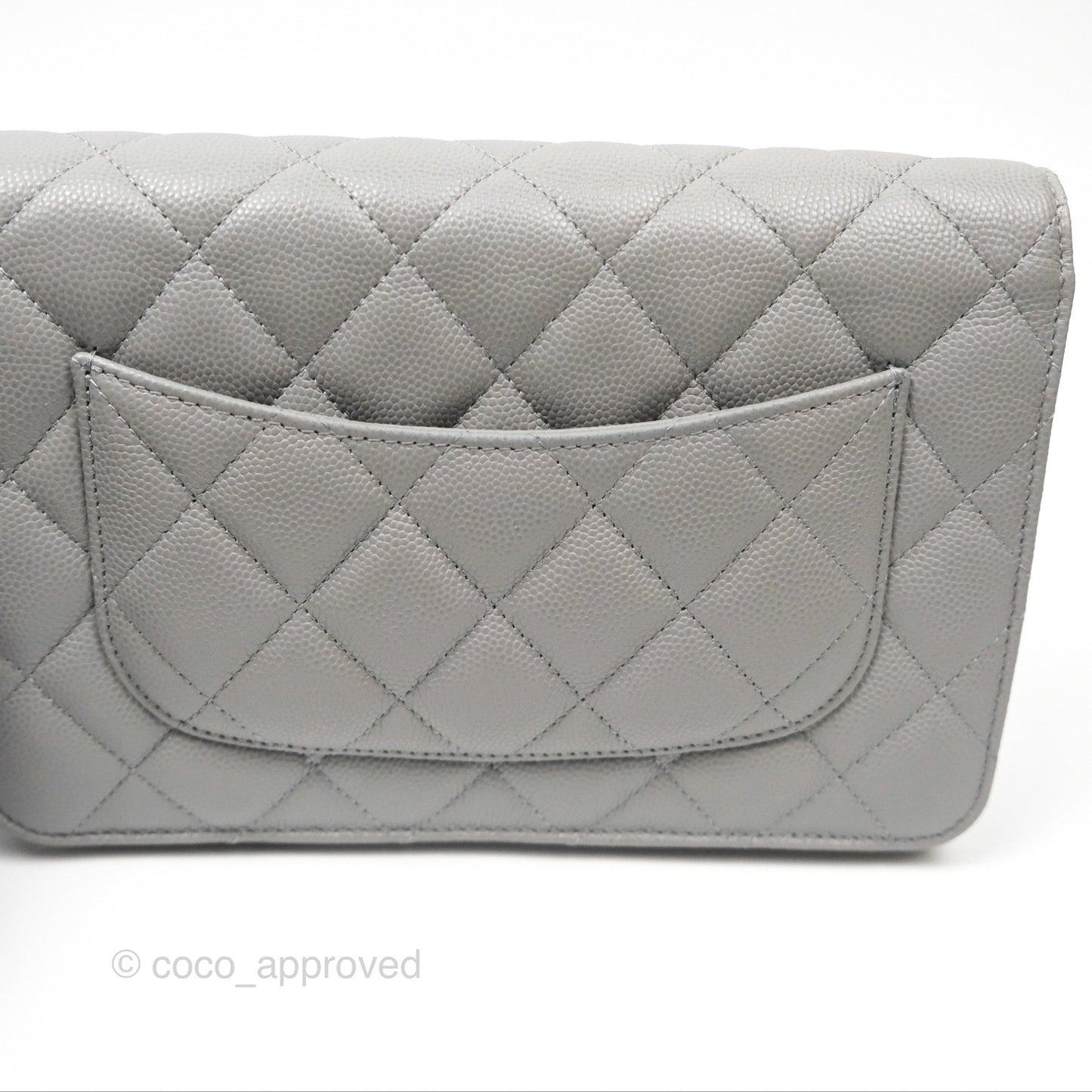 Chanel Classic Quilted Wallet On Chain WOC Grey Caviar Gold Hardware