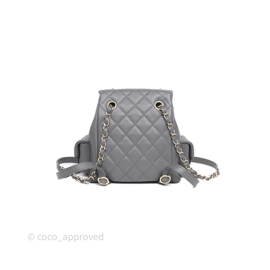 Chanel Small Duma Backpack Dark Grey Caviar Gold Hardware 23K