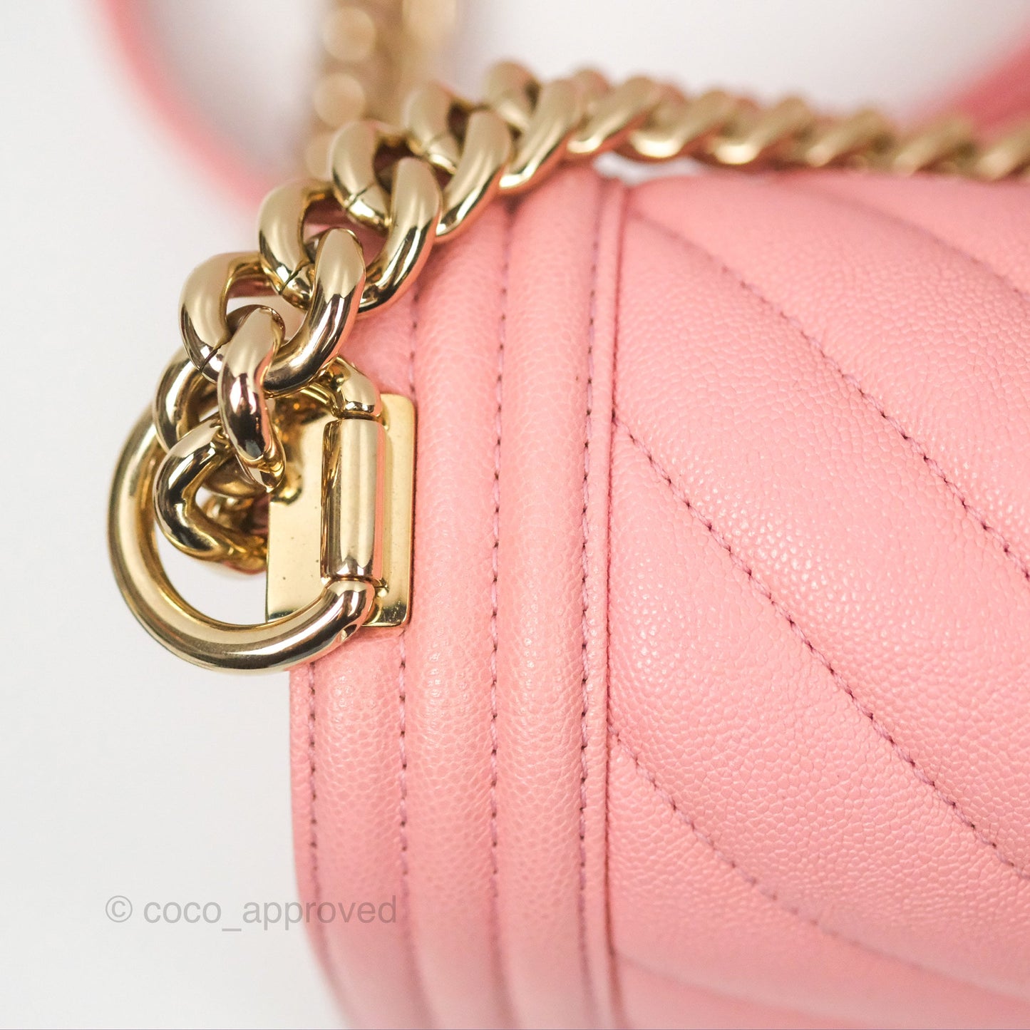 Chanel Boy Chevron Medium Pink Caviar Gold Hardware